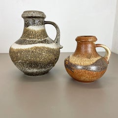 Set of Two Pottery Fat Lava Vases "Multi-Color" by Scheurich, Germany, 1970s