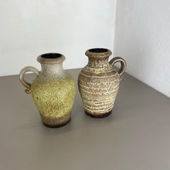 Set of Two Pottery Fat Lava Vases "Multi-Color" by Scheurich, Germany, 1970s