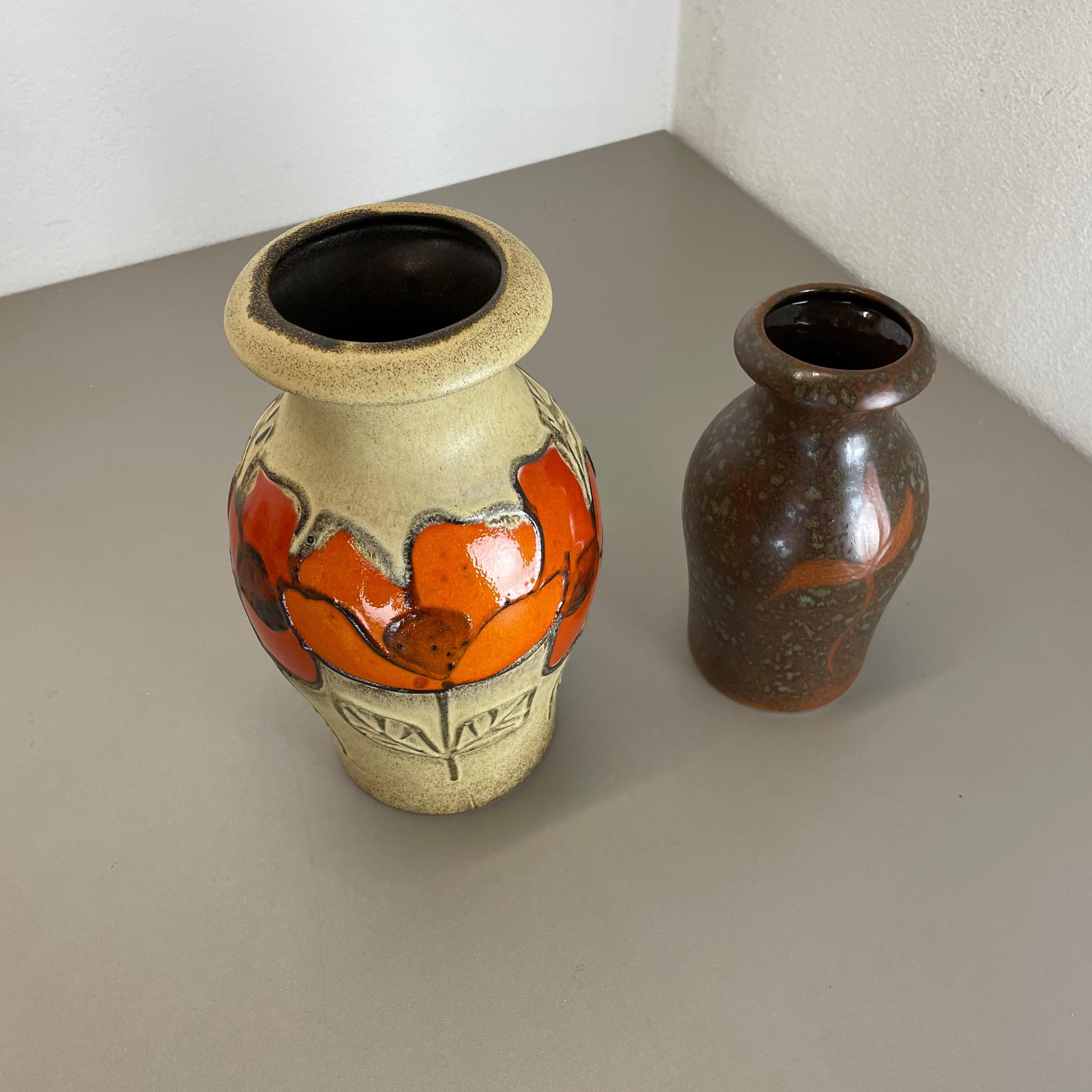Set von zwei Fat Lava-Vasen aus Keramik „Multi-Color“ von Scheurich, Deutschland, 1970er Jahre (Moderne der Mitte des Jahrhunderts) im Angebot