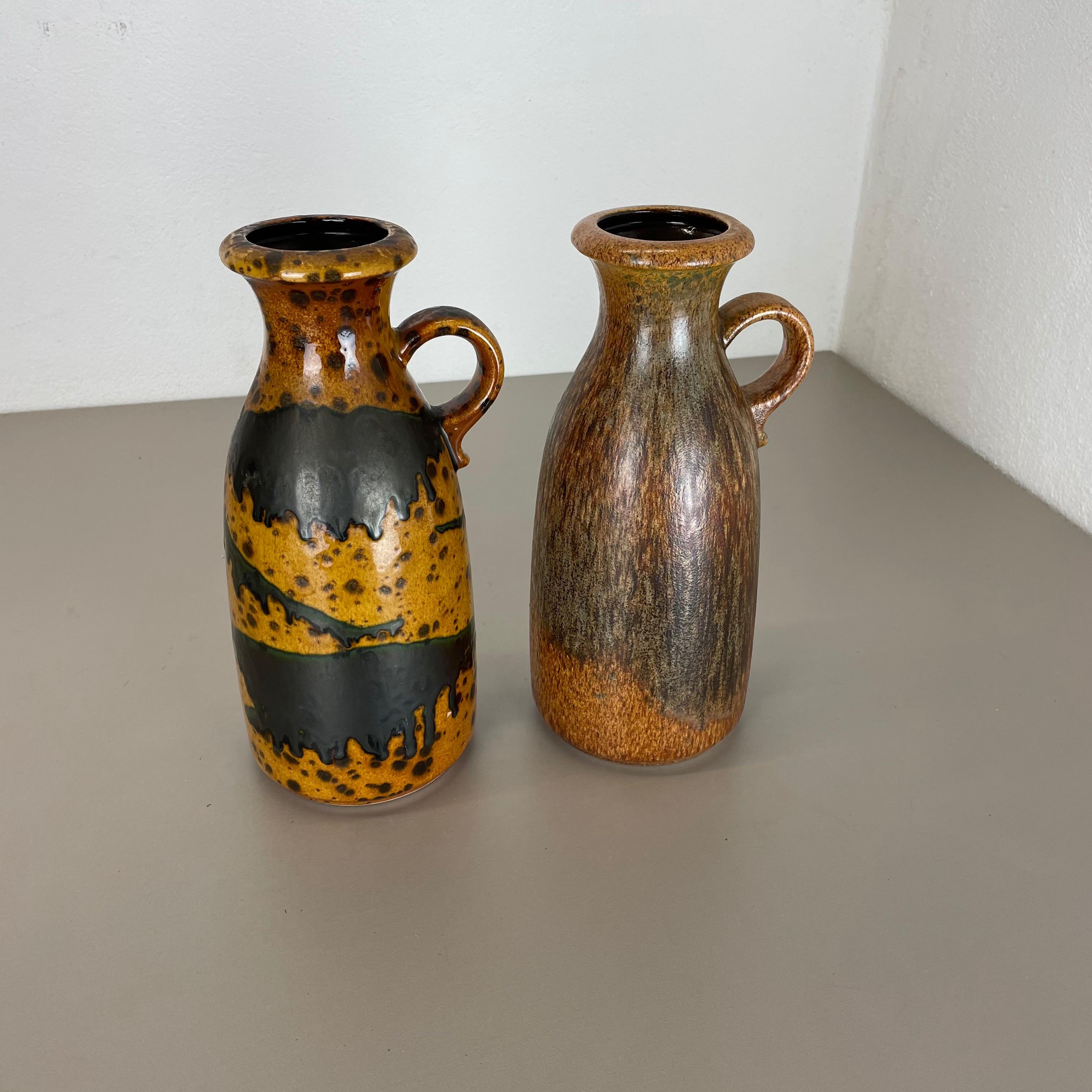 Mid-Century Modern Set of Two Pottery Fat Lava Vases 