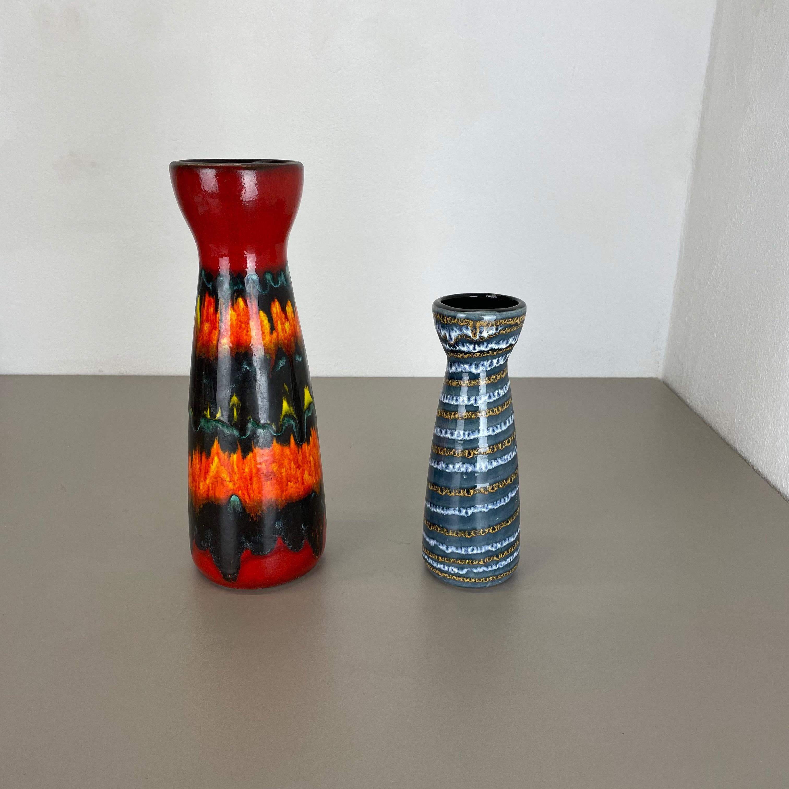 Set von zwei Fat Lava-Vasen aus Keramik „Multi-Color“ von Scheurich, Deutschland, 1970er Jahre (Moderne der Mitte des Jahrhunderts) im Angebot