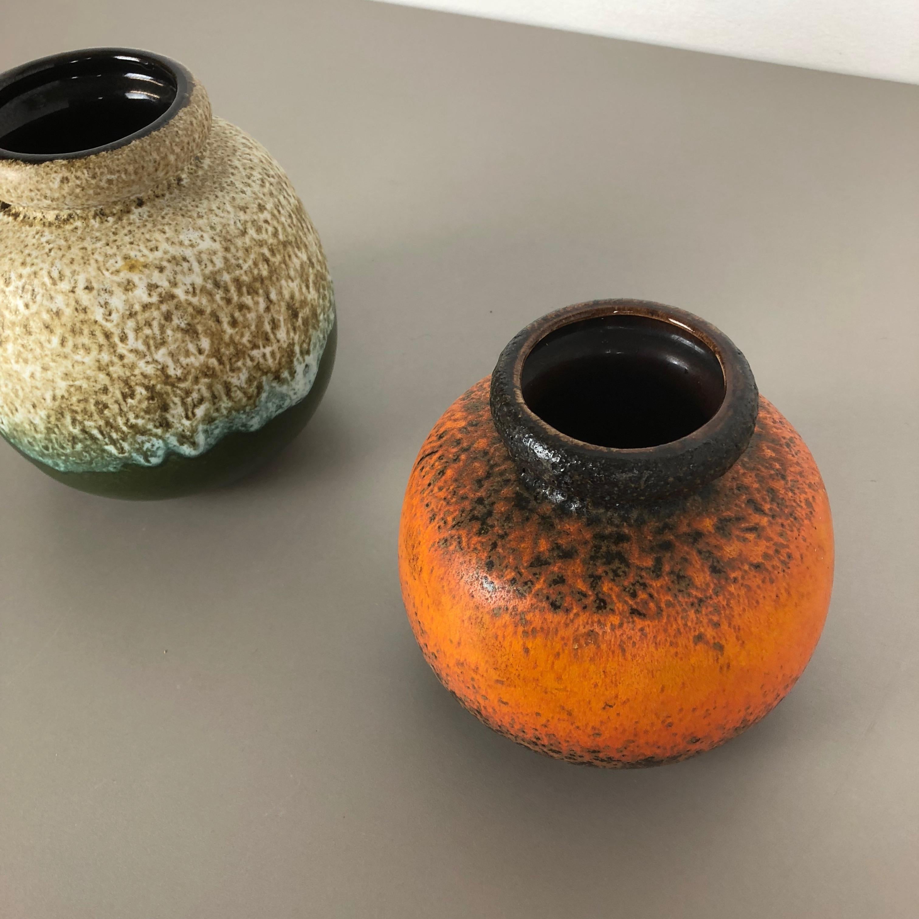 Set of Two Pottery Fat Lava Vases 