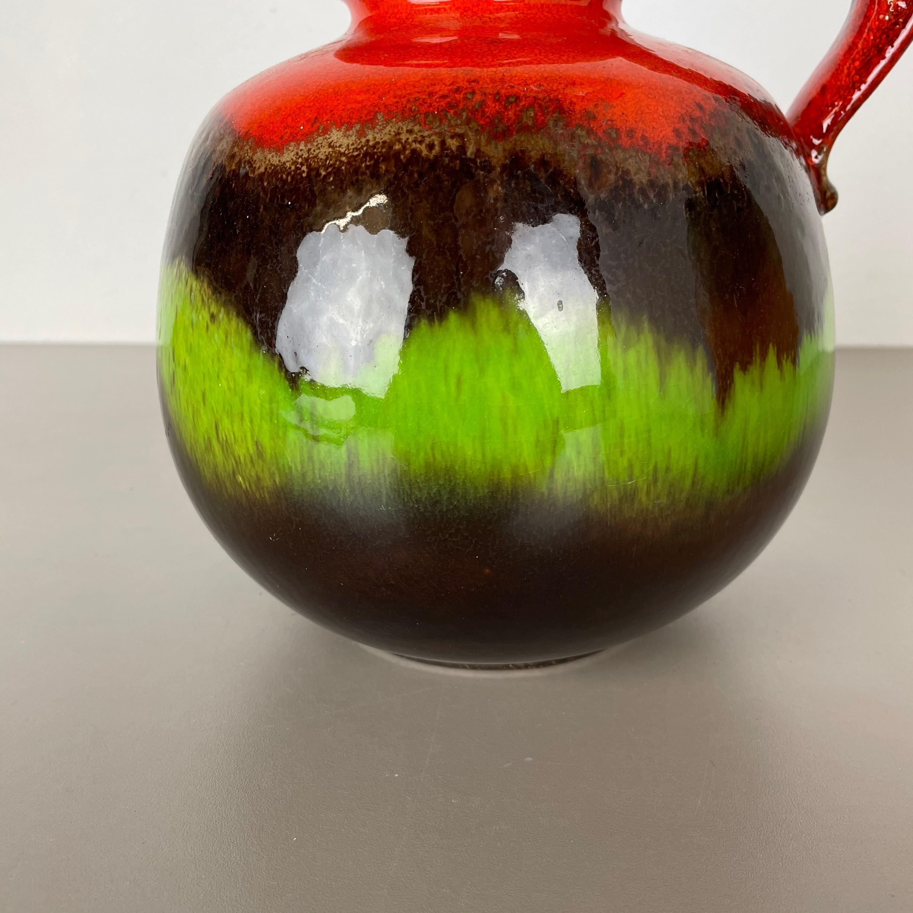 Set von zwei flachen Lava-Vasen aus Keramik „Multi-Color“ von Scheurich, Deutschland, 1970er Jahre im Zustand „Gut“ im Angebot in Kirchlengern, DE