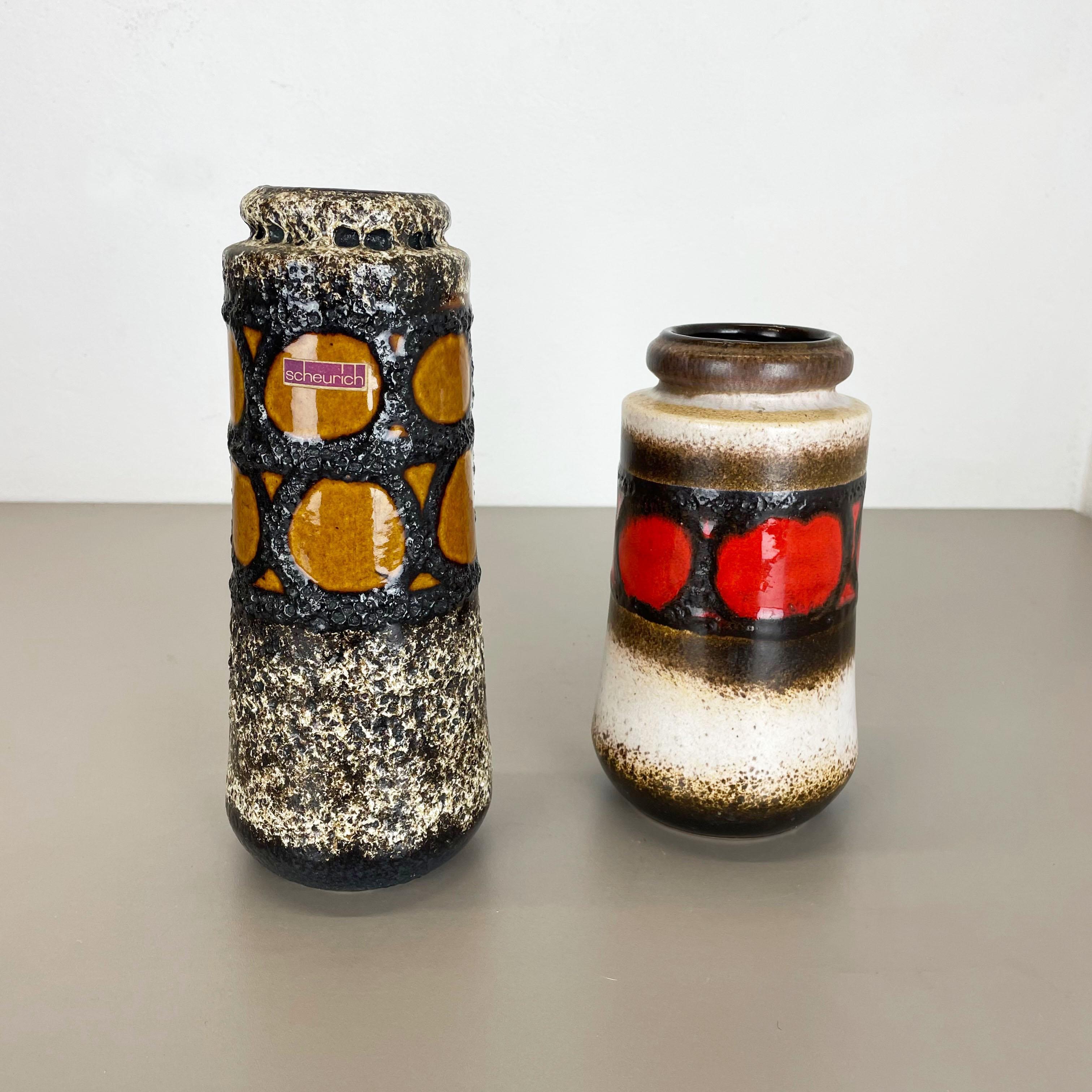 Set of Two Pottery Fat Lava Vases 