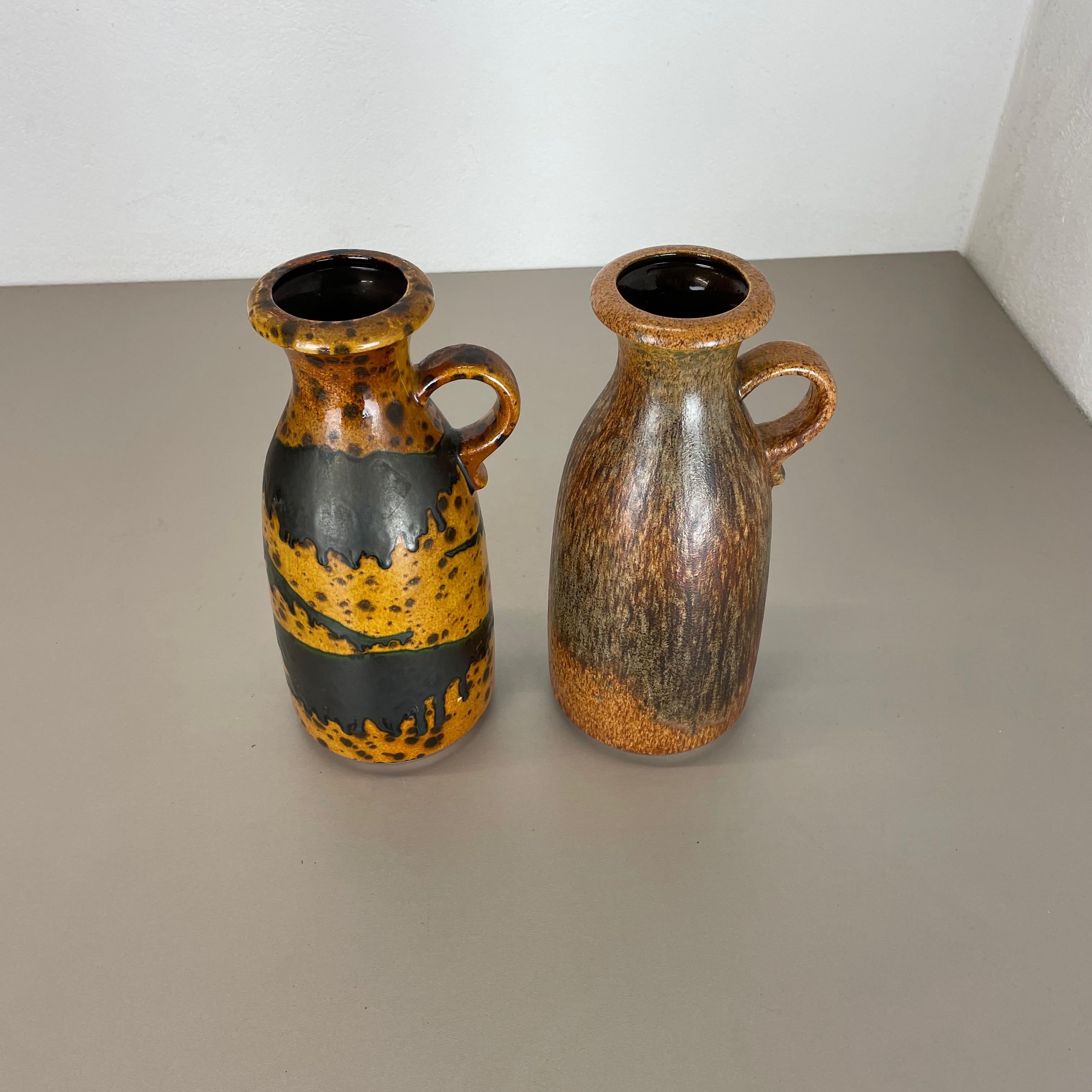 Set of Two Pottery Fat Lava Vases 