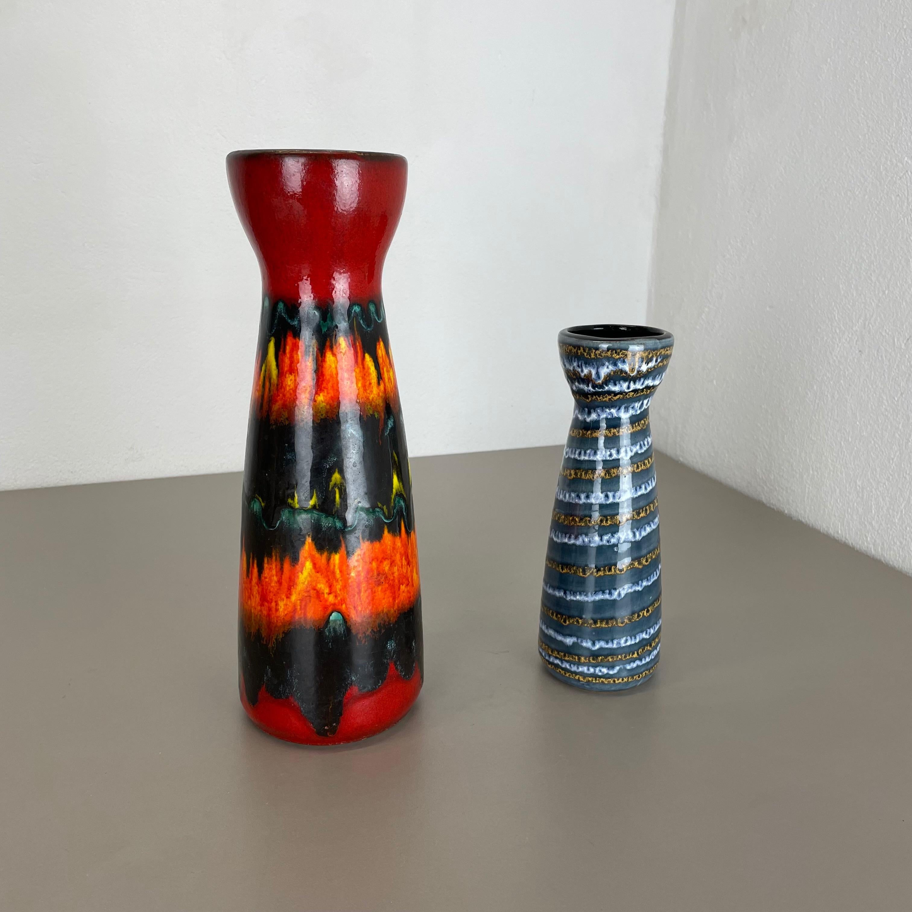 Set von zwei Fat Lava-Vasen aus Keramik „Multi-Color“ von Scheurich, Deutschland, 1970er Jahre im Zustand „Gut“ im Angebot in Kirchlengern, DE