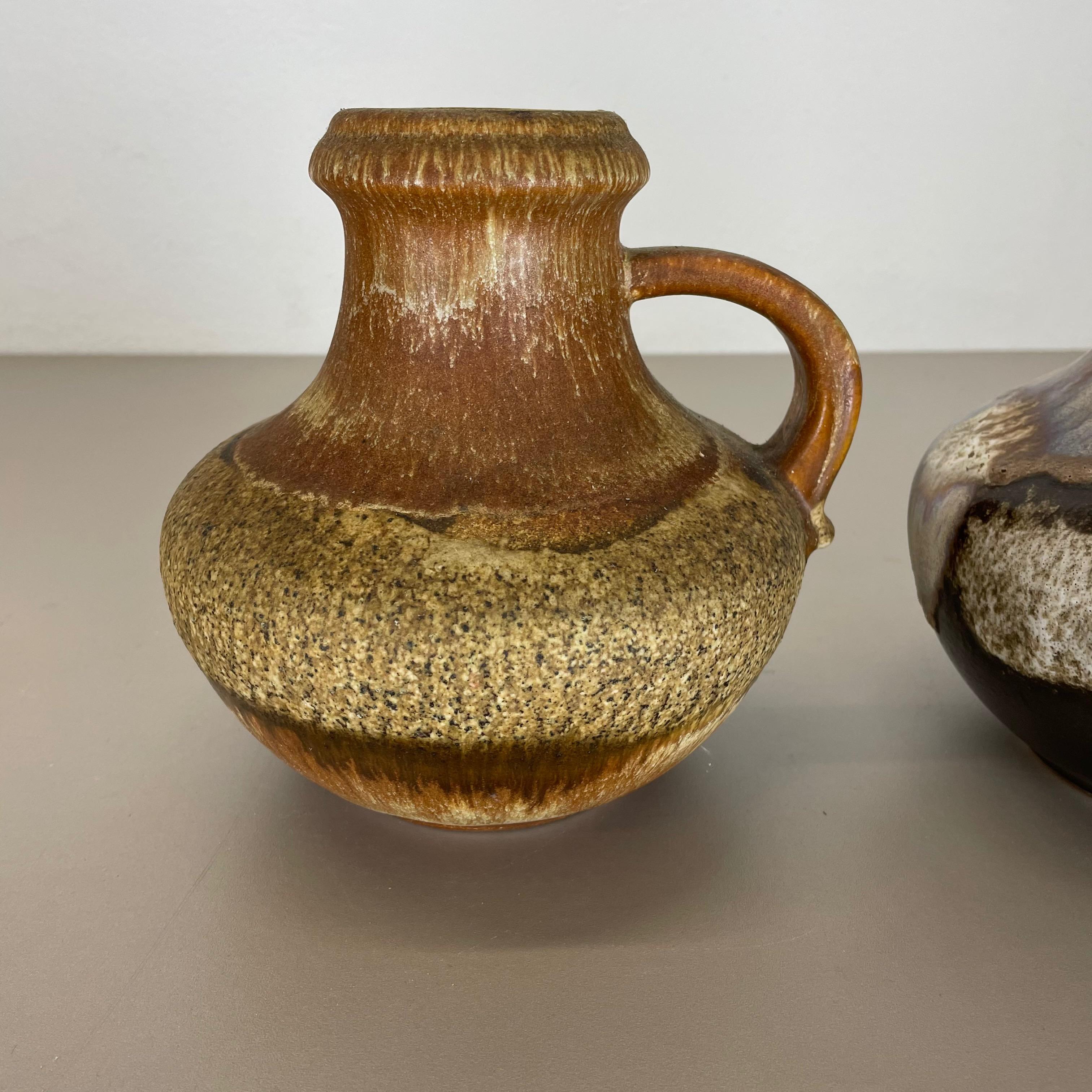 20th Century Set of Two Pottery Fat Lava Vases 