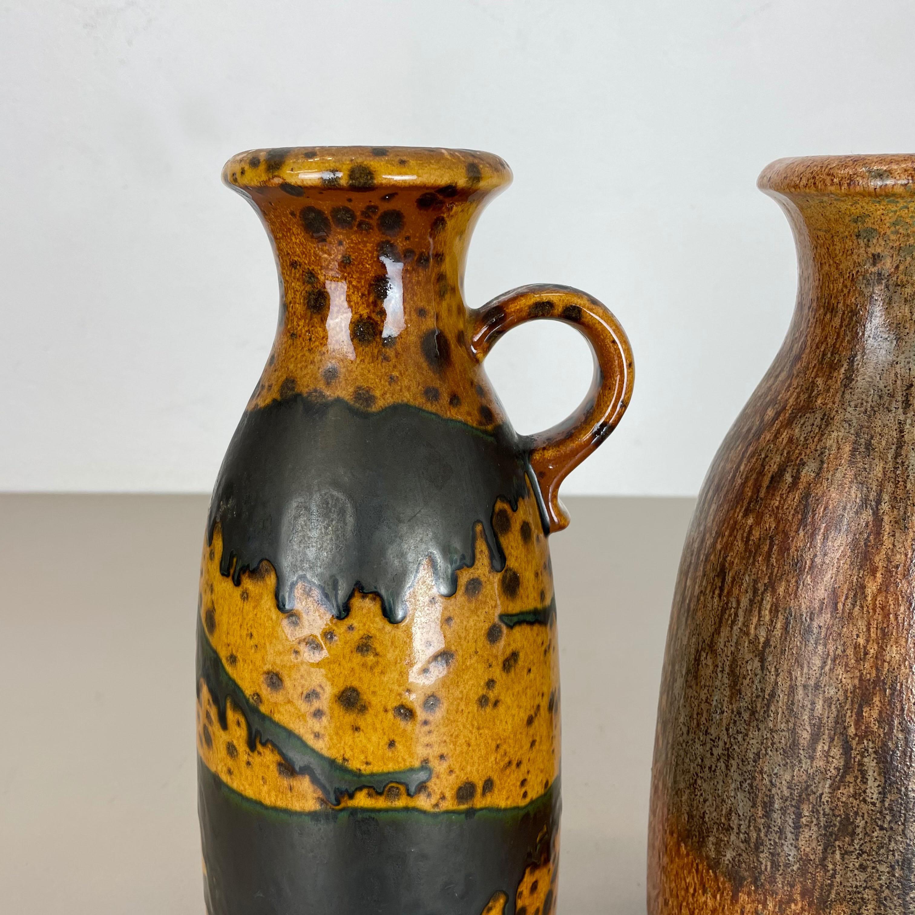 20th Century Set of Two Pottery Fat Lava Vases 