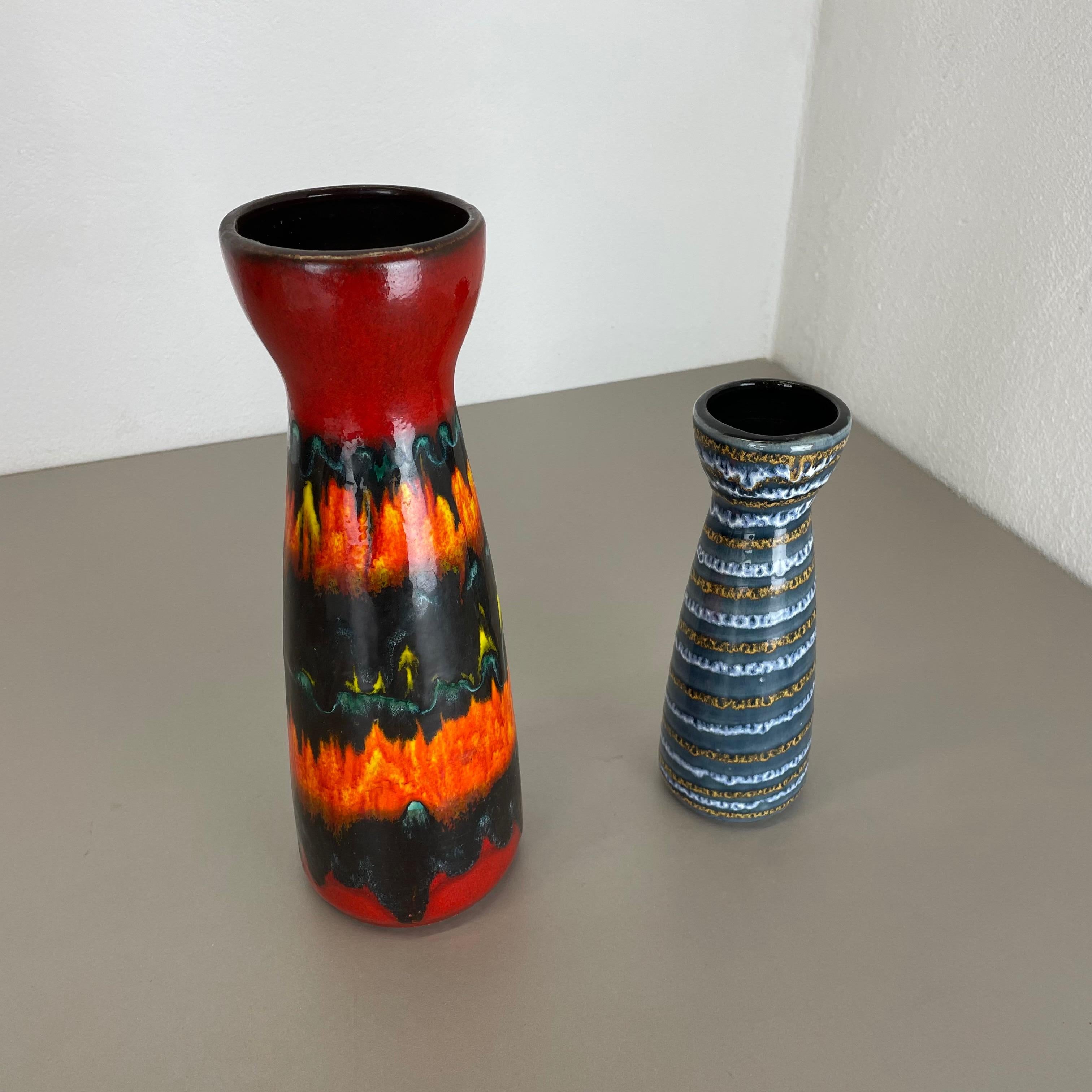 Set von zwei Fat Lava-Vasen aus Keramik „Multi-Color“ von Scheurich, Deutschland, 1970er Jahre (20. Jahrhundert) im Angebot