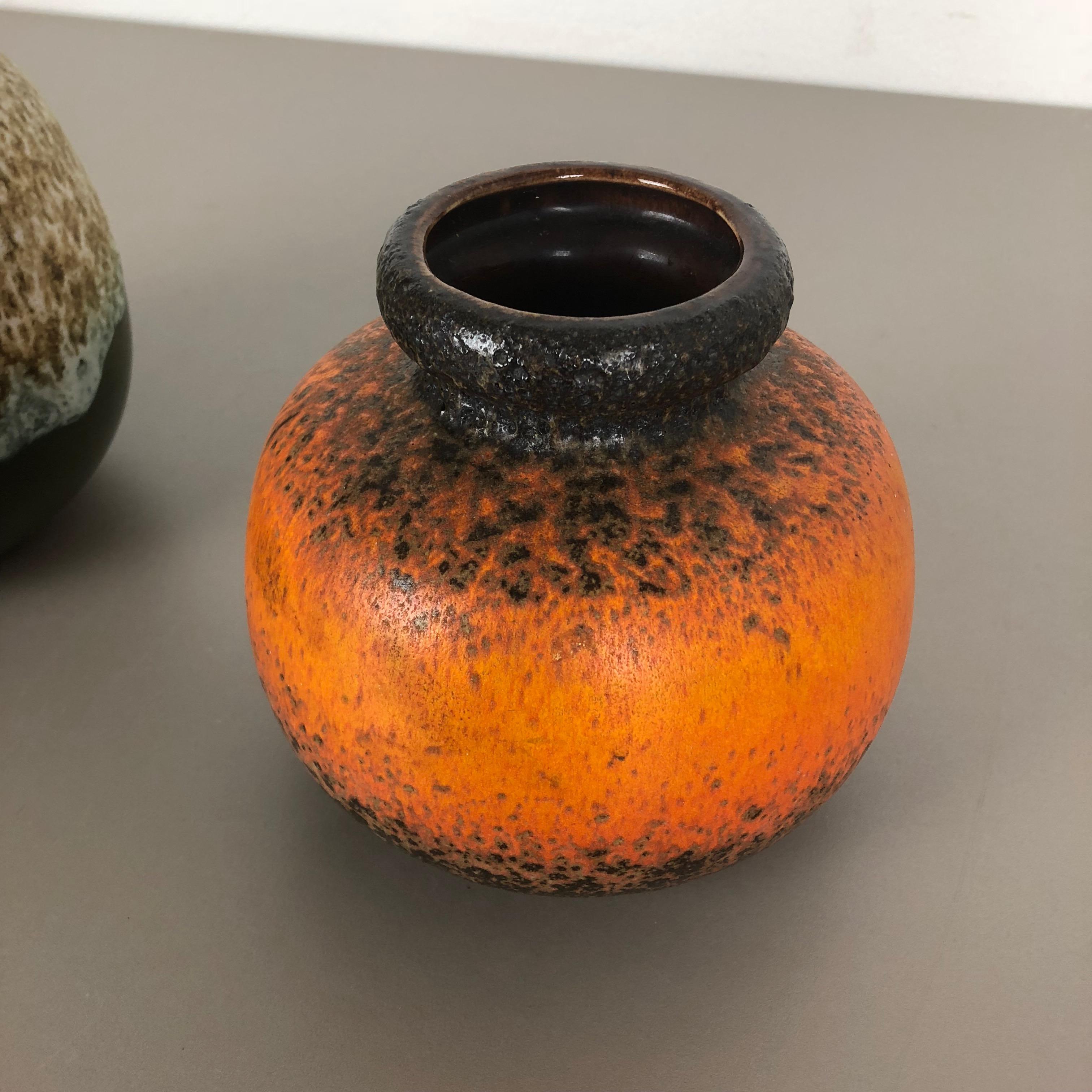 Ceramic Set of Two Pottery Fat Lava Vases 