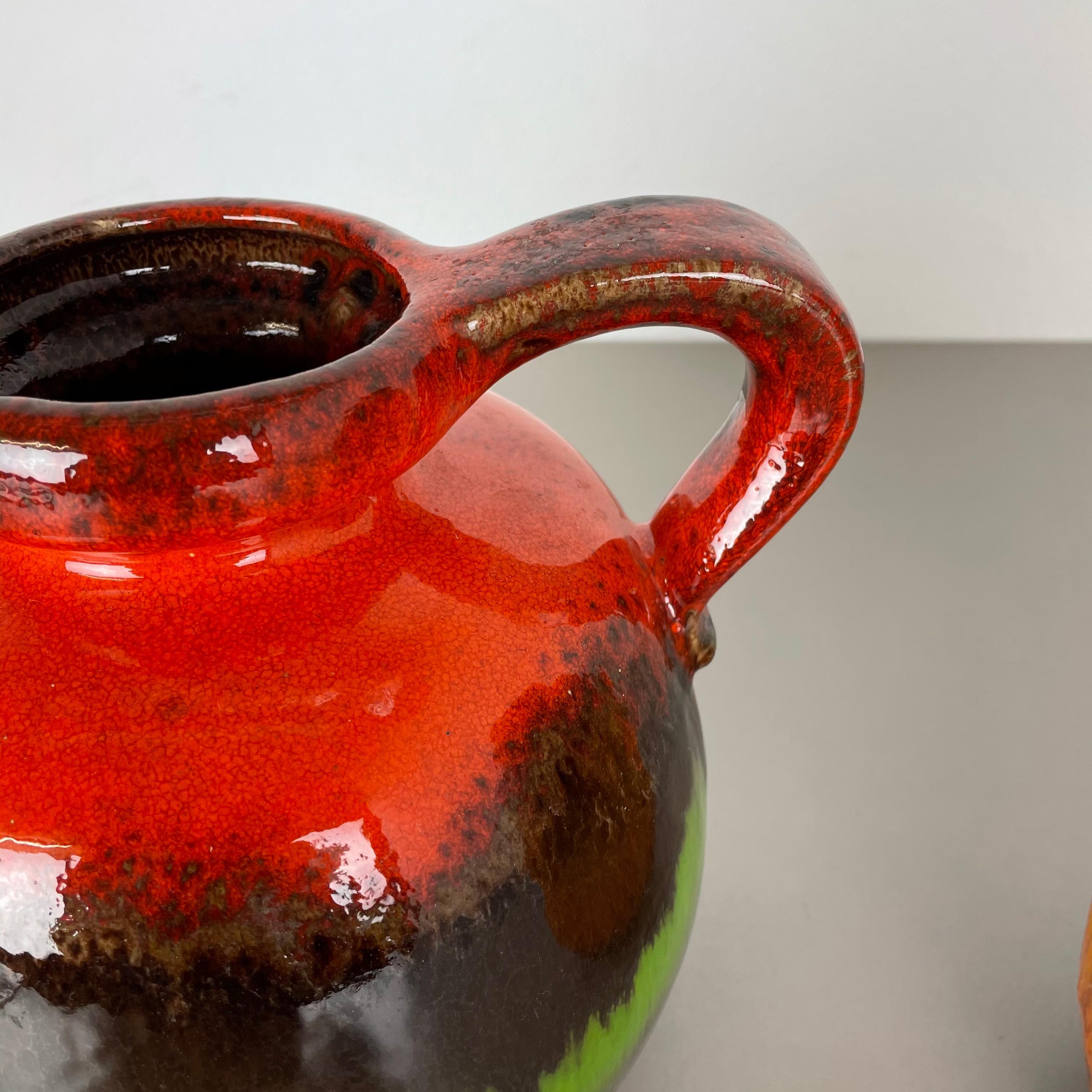 Set von zwei flachen Lava-Vasen aus Keramik „Multi-Color“ von Scheurich, Deutschland, 1970er Jahre im Angebot 1