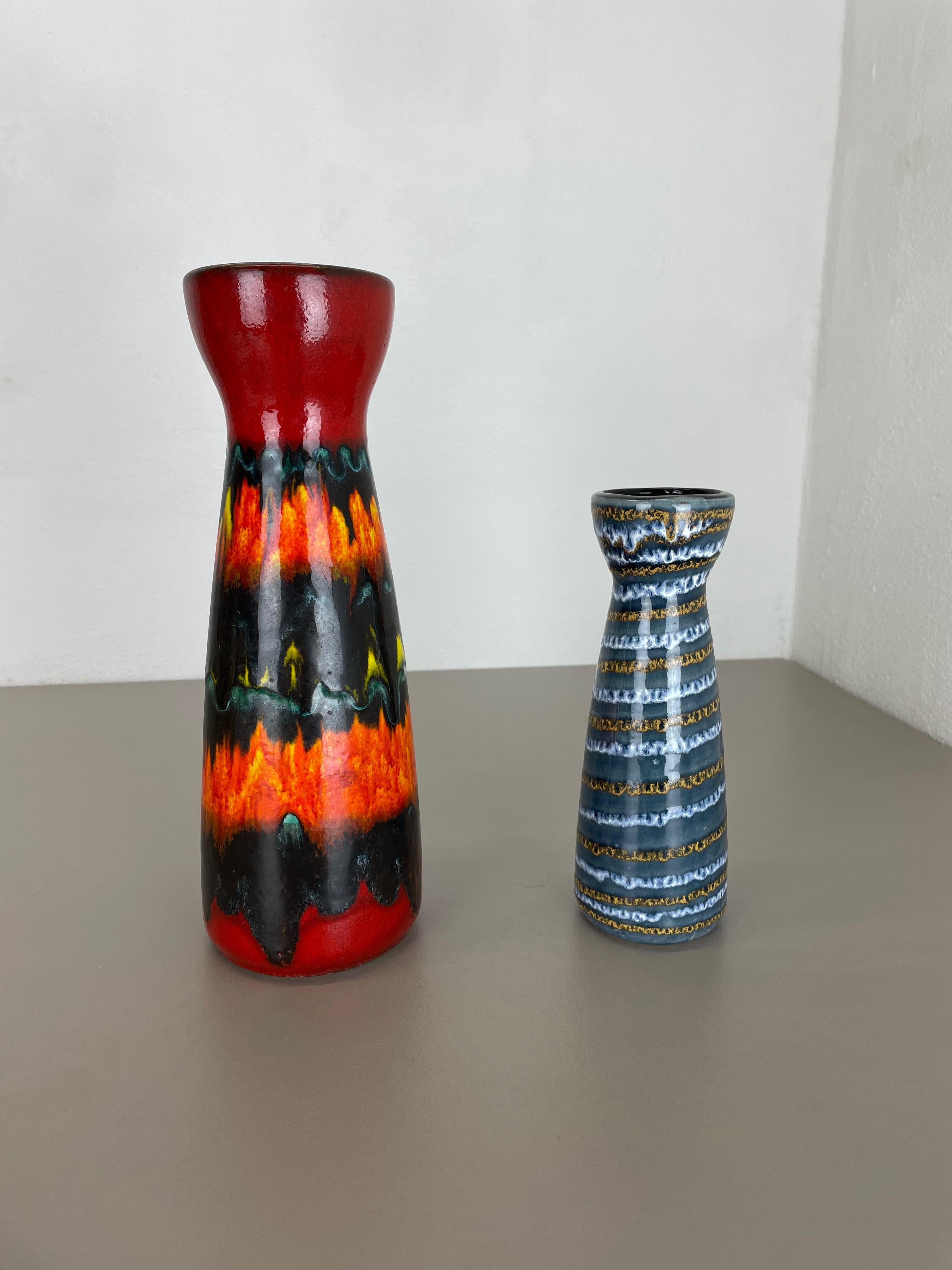 Set von zwei Fat Lava-Vasen aus Keramik „Multi-Color“ von Scheurich, Deutschland, 1970er Jahre im Angebot 1