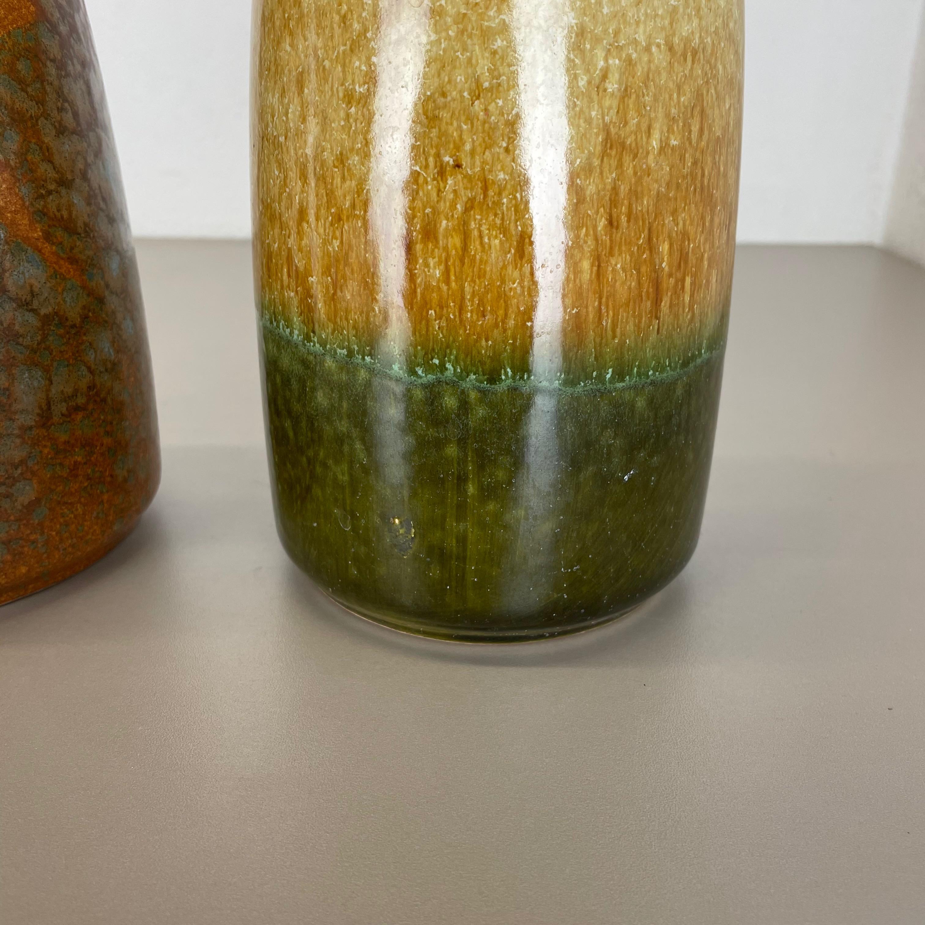 Set von zwei flachen Lava-Vasen aus Keramik „Multi-Color“ von Scheurich, Deutschland, 1970er Jahre im Angebot 2