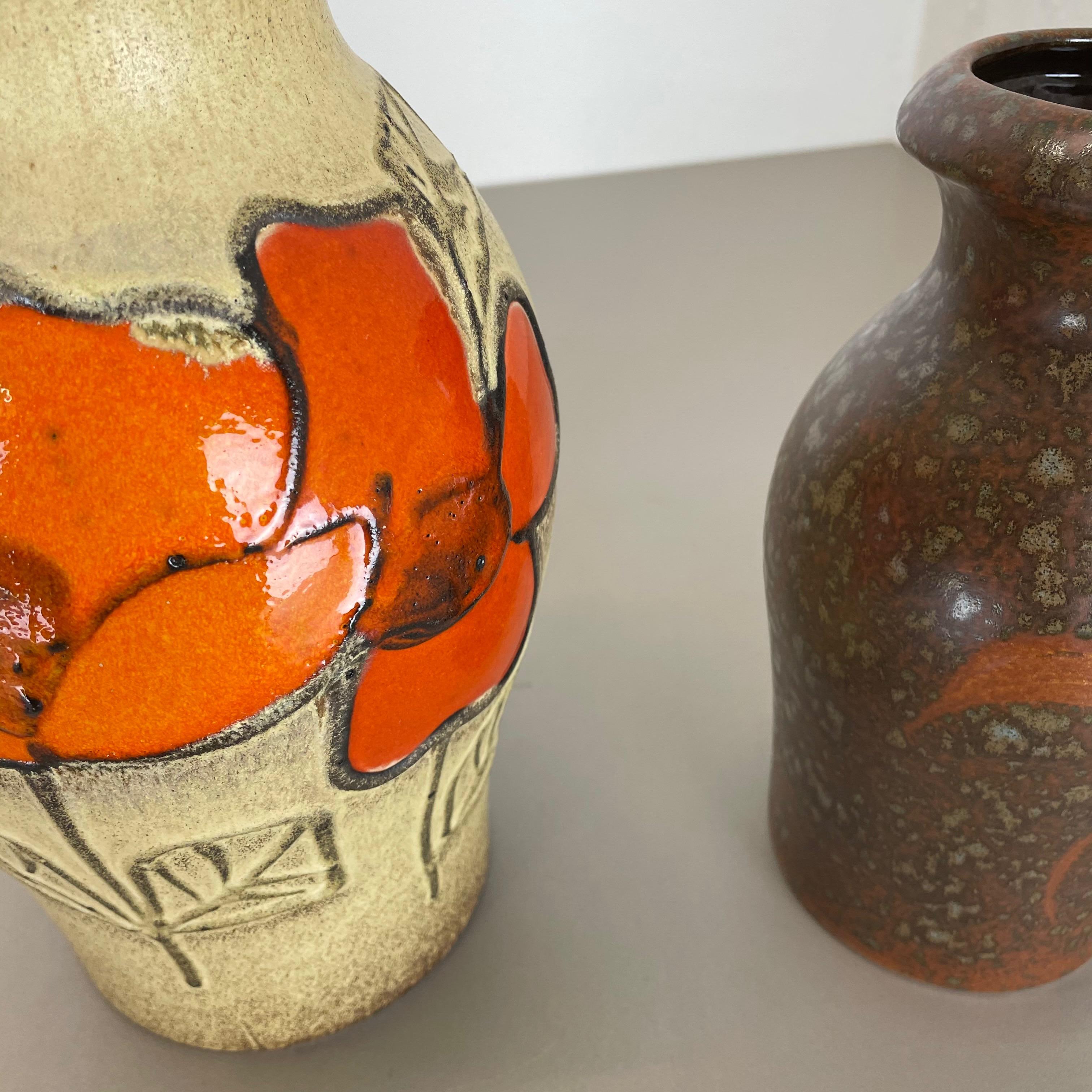 Ceramic Set of Two Pottery Fat Lava Vases 