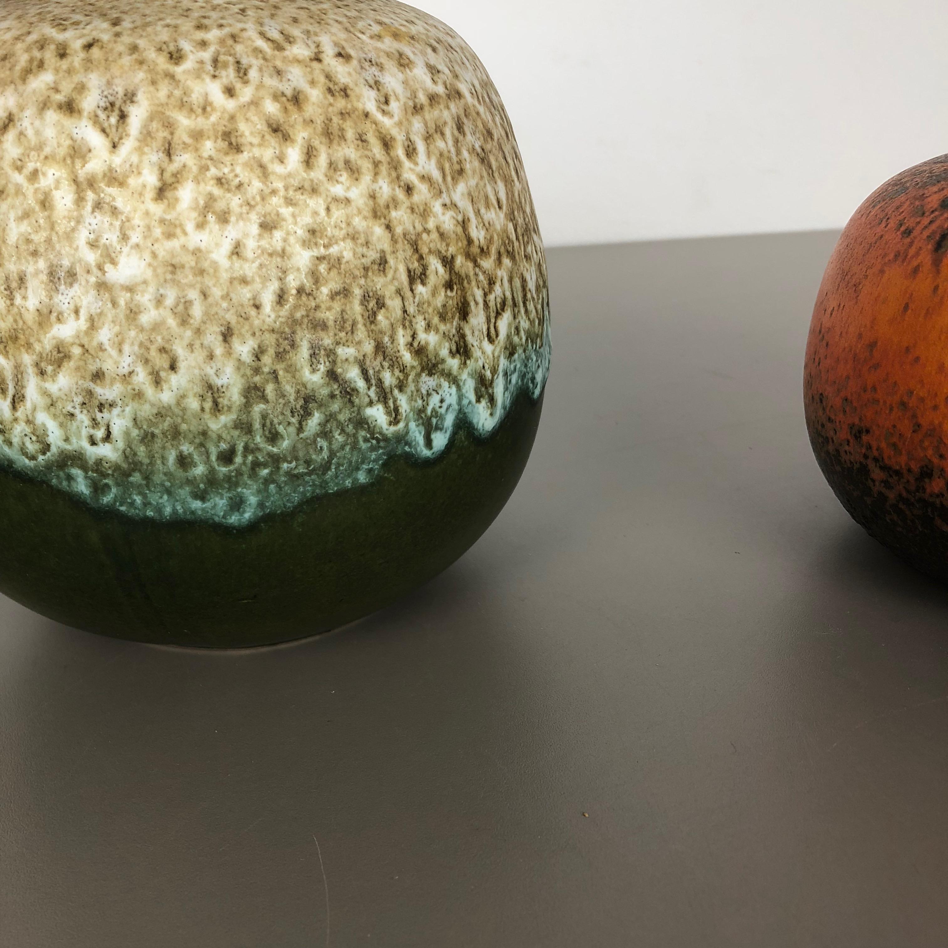 Set of Two Pottery Fat Lava Vases 