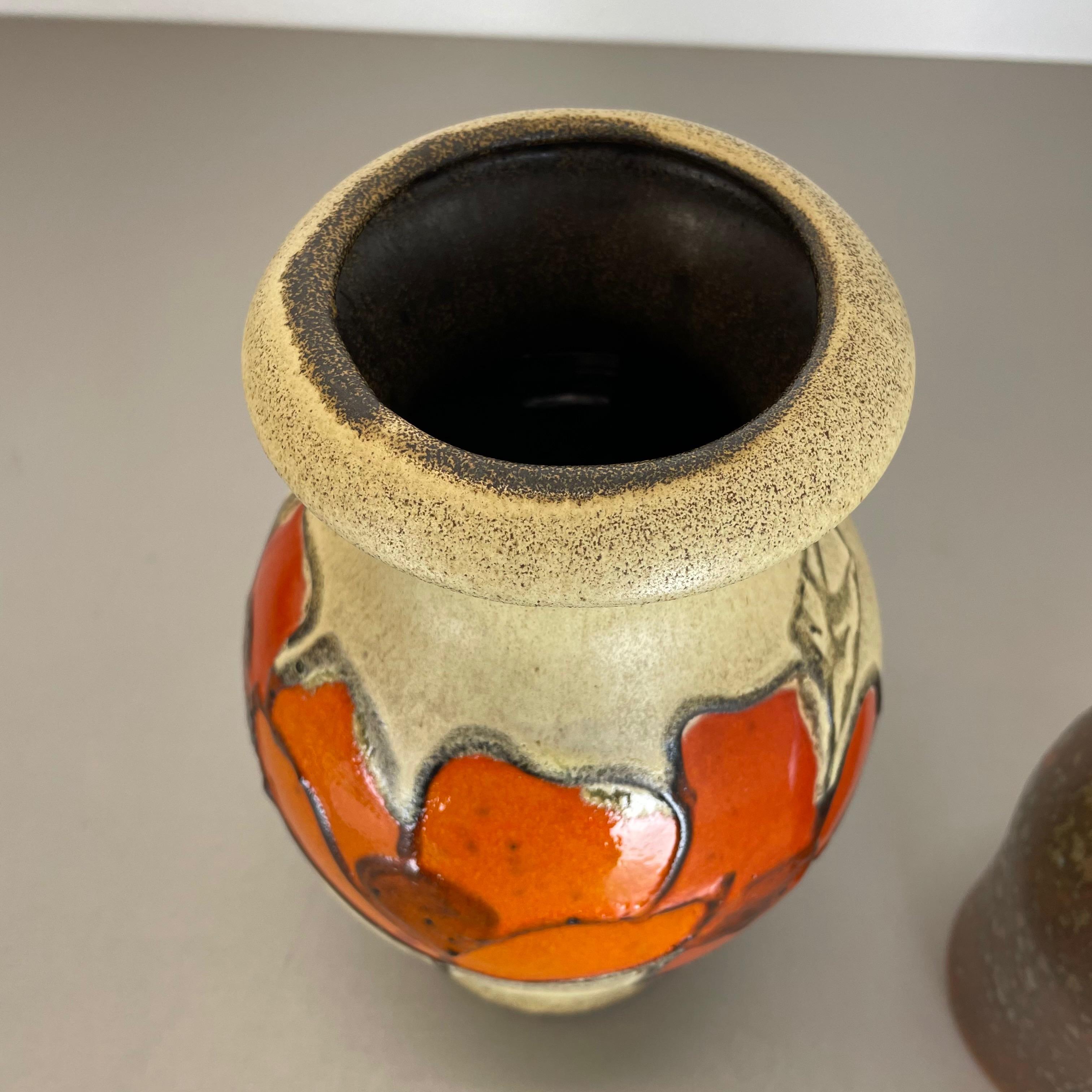 Set of Two Pottery Fat Lava Vases 