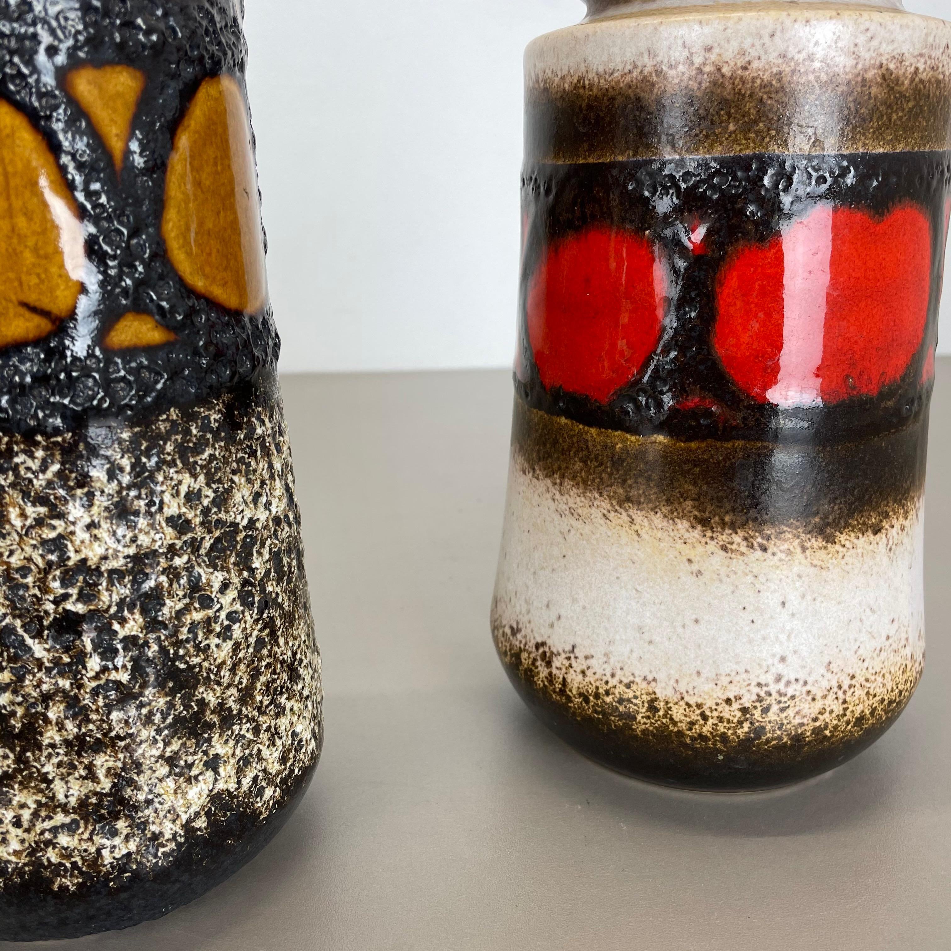 Set of Two Pottery Fat Lava Vases 