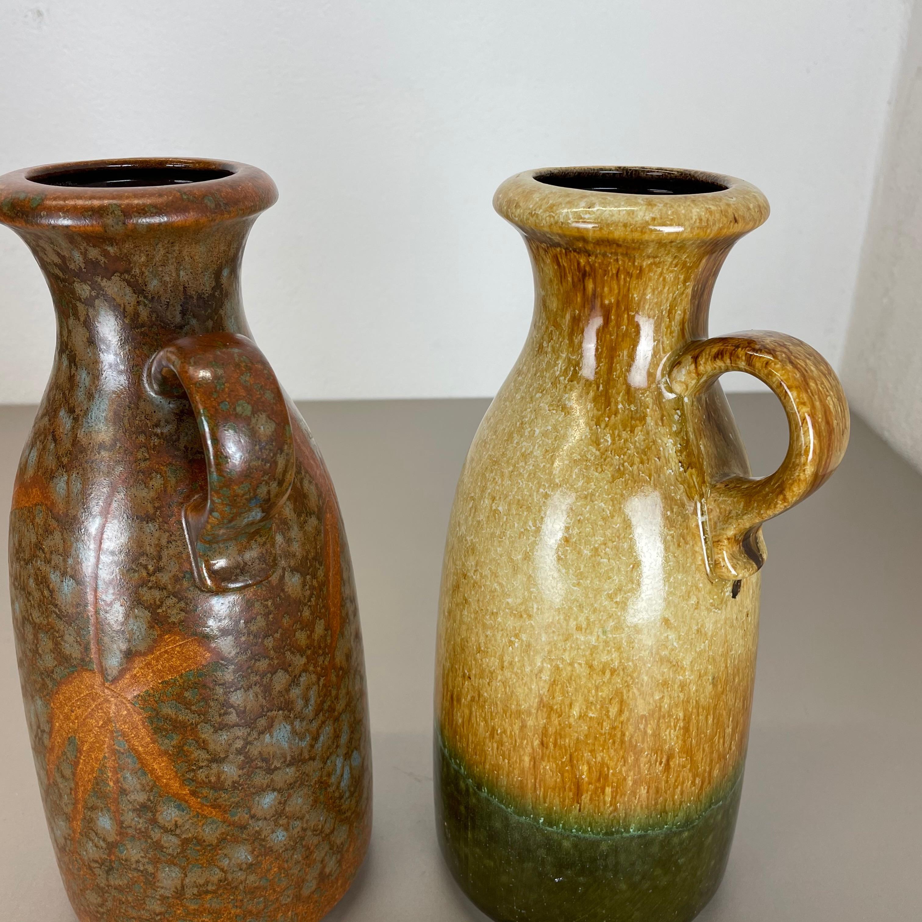 Set von zwei flachen Lava-Vasen aus Keramik „Multi-Color“ von Scheurich, Deutschland, 1970er Jahre im Angebot 4