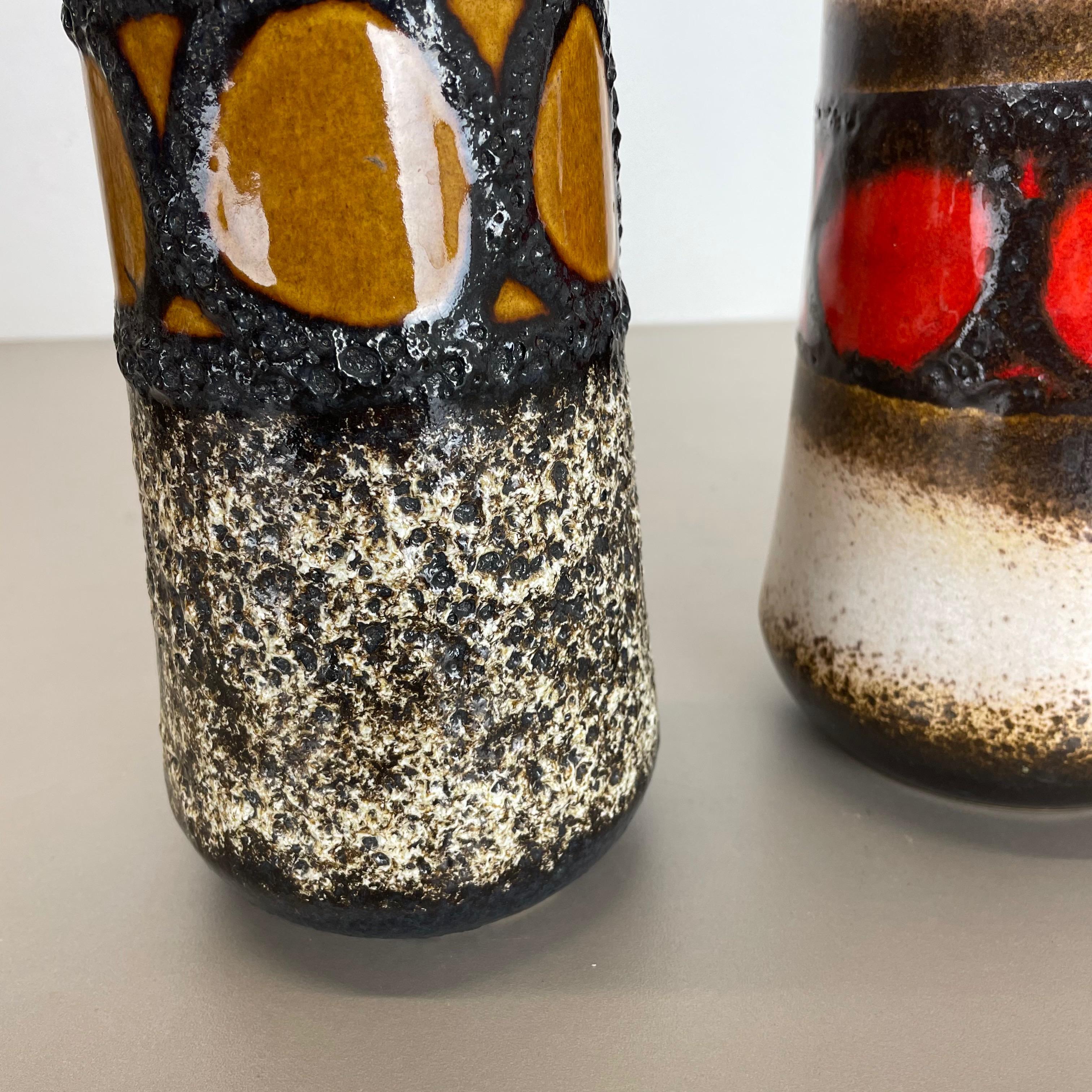 Set of Two Pottery Fat Lava Vases 