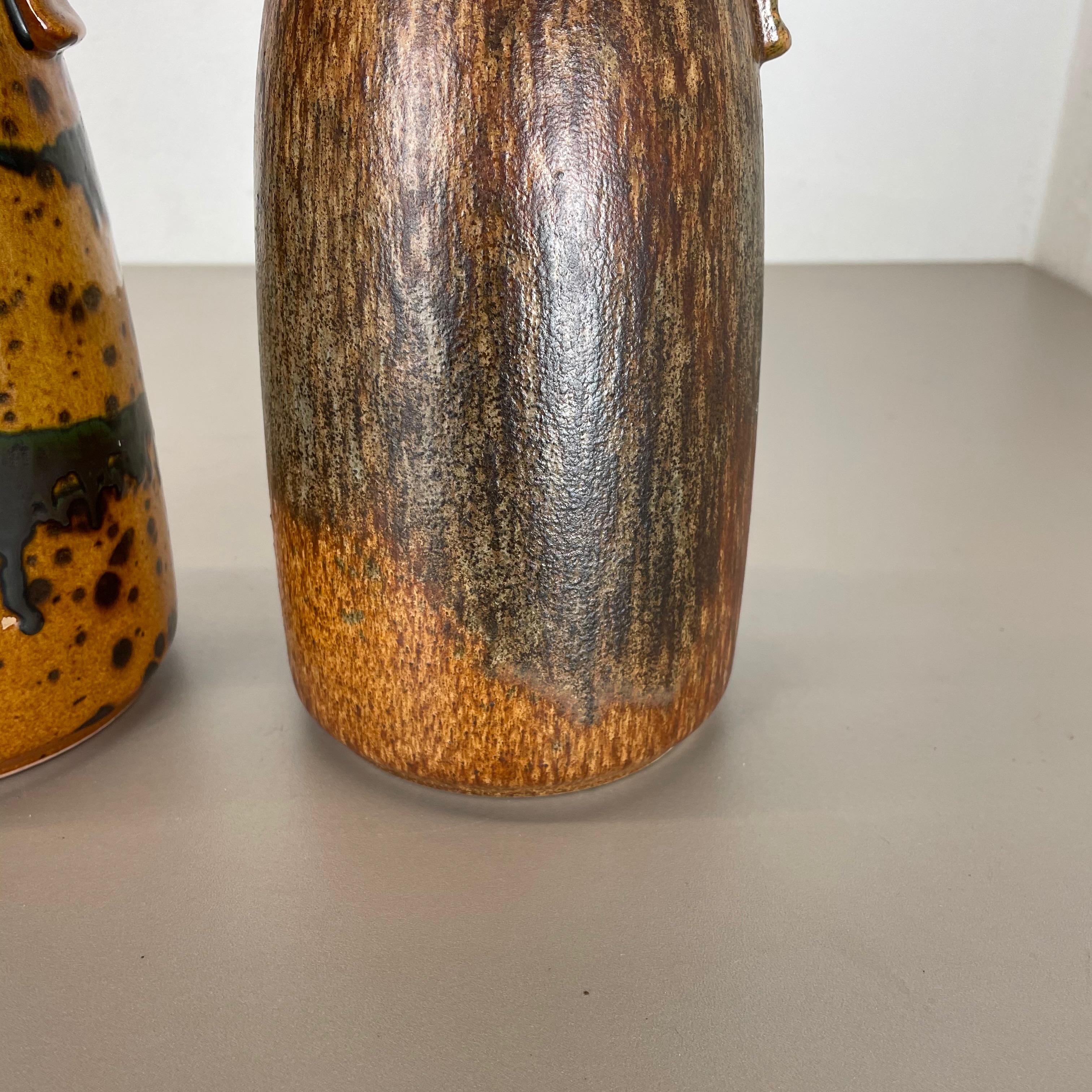 Set of Two Pottery Fat Lava Vases 