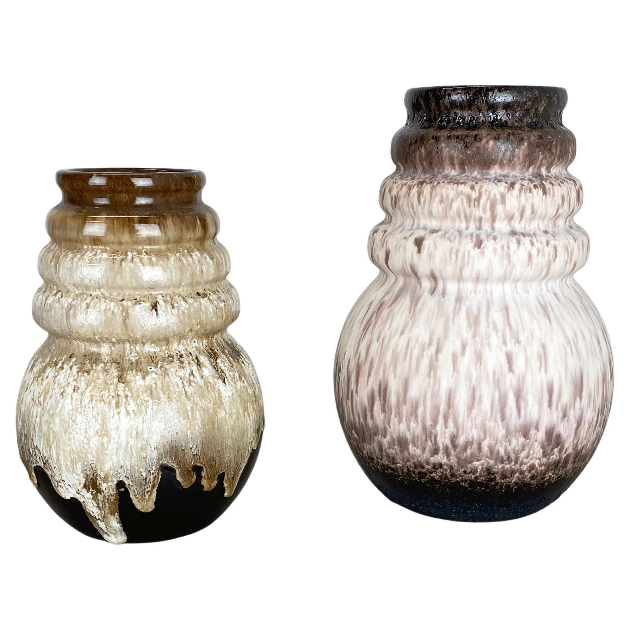 Set di due vasi in ceramica grassa "Multi-Color" di Scheurich, Germania, anni '70