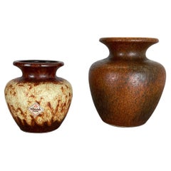 Set von zwei flachen Lava-Vasen aus Keramik „Multi-Color“ von Scheurich, Deutschland, 1970er Jahre