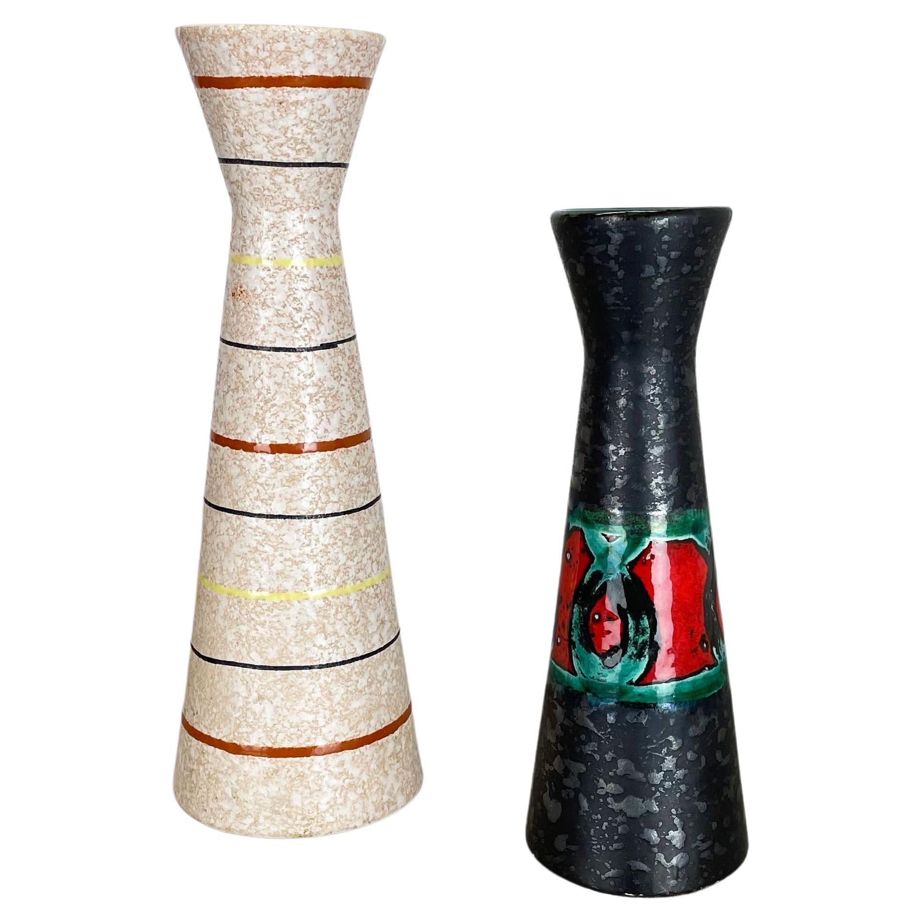 Set di due vasi in ceramica grassa "Multi-Color" di Scheurich, Germania, anni '70