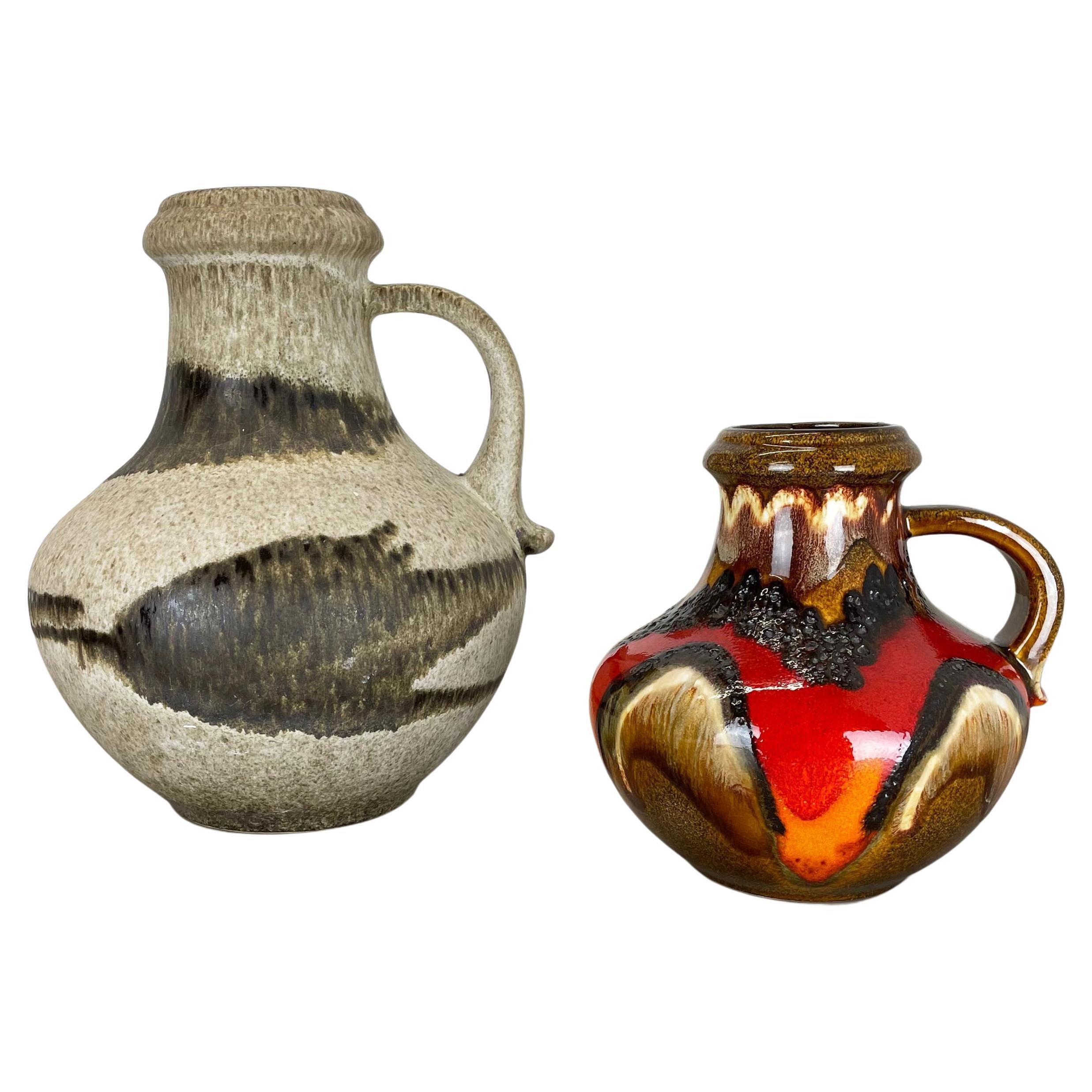 Set di due vasi in ceramica grassa "Multi-Color" di Scheurich, Germania, anni '70 in vendita