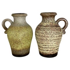 Ensemble de deux vases en poterie lave grasse « Multi-Color » de Scheurich, Allemagne, années 1970