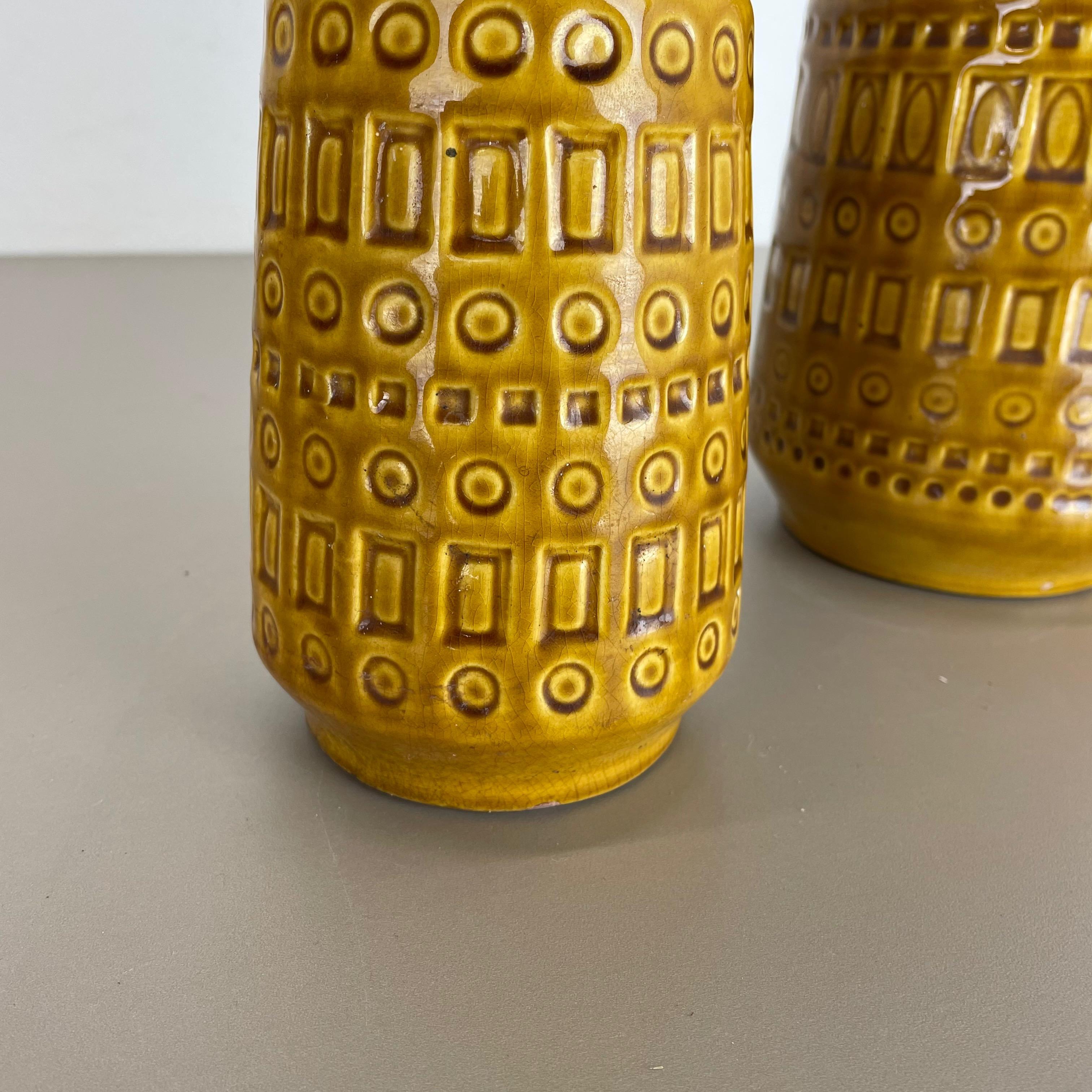 Set von zwei Fat Lava-Vasen aus Keramik „Ochre“ von Scheurich, Deutschland, 1970er Jahre im Angebot 6