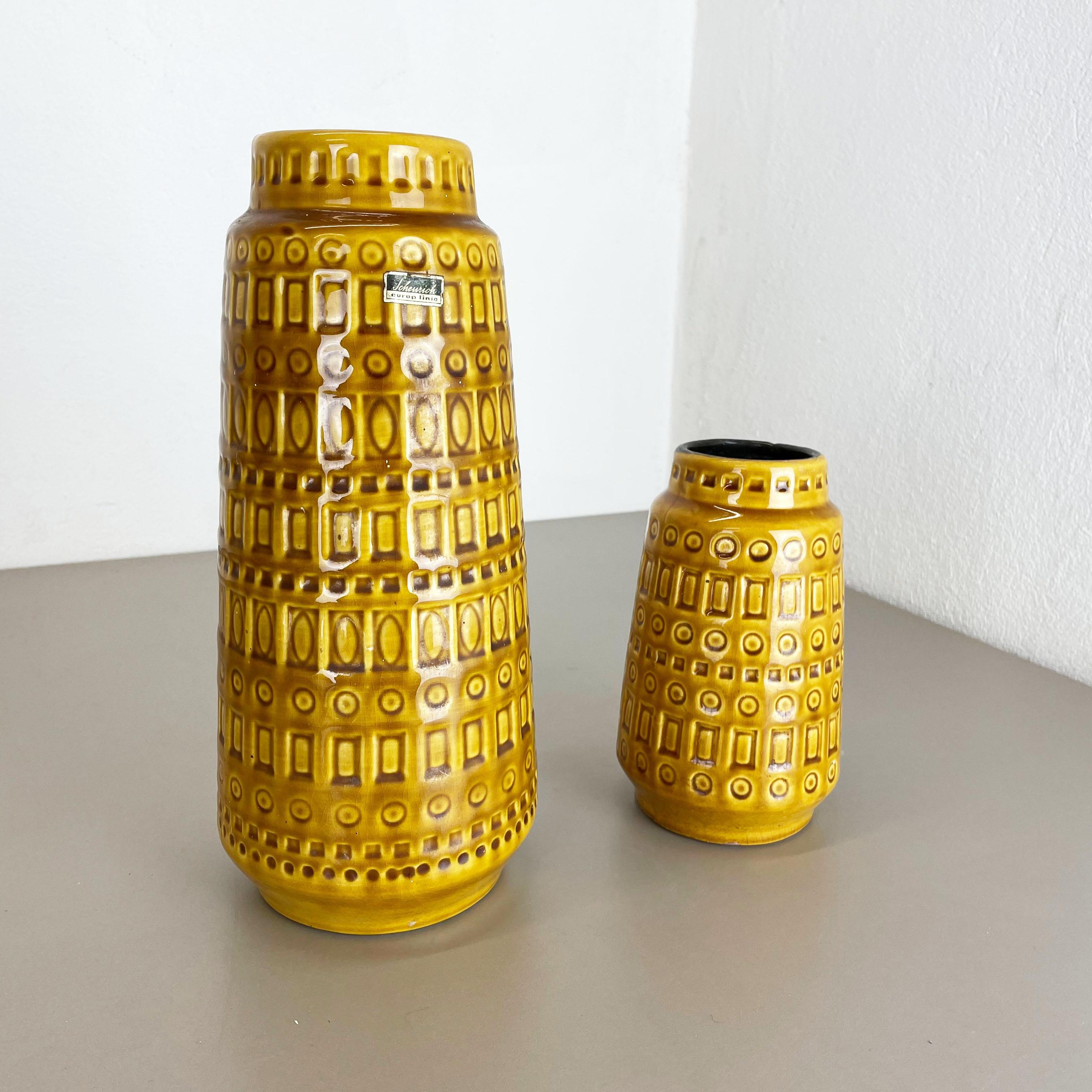 Mid-Century Modern Set of Two Pottery Fat Lava Vases 