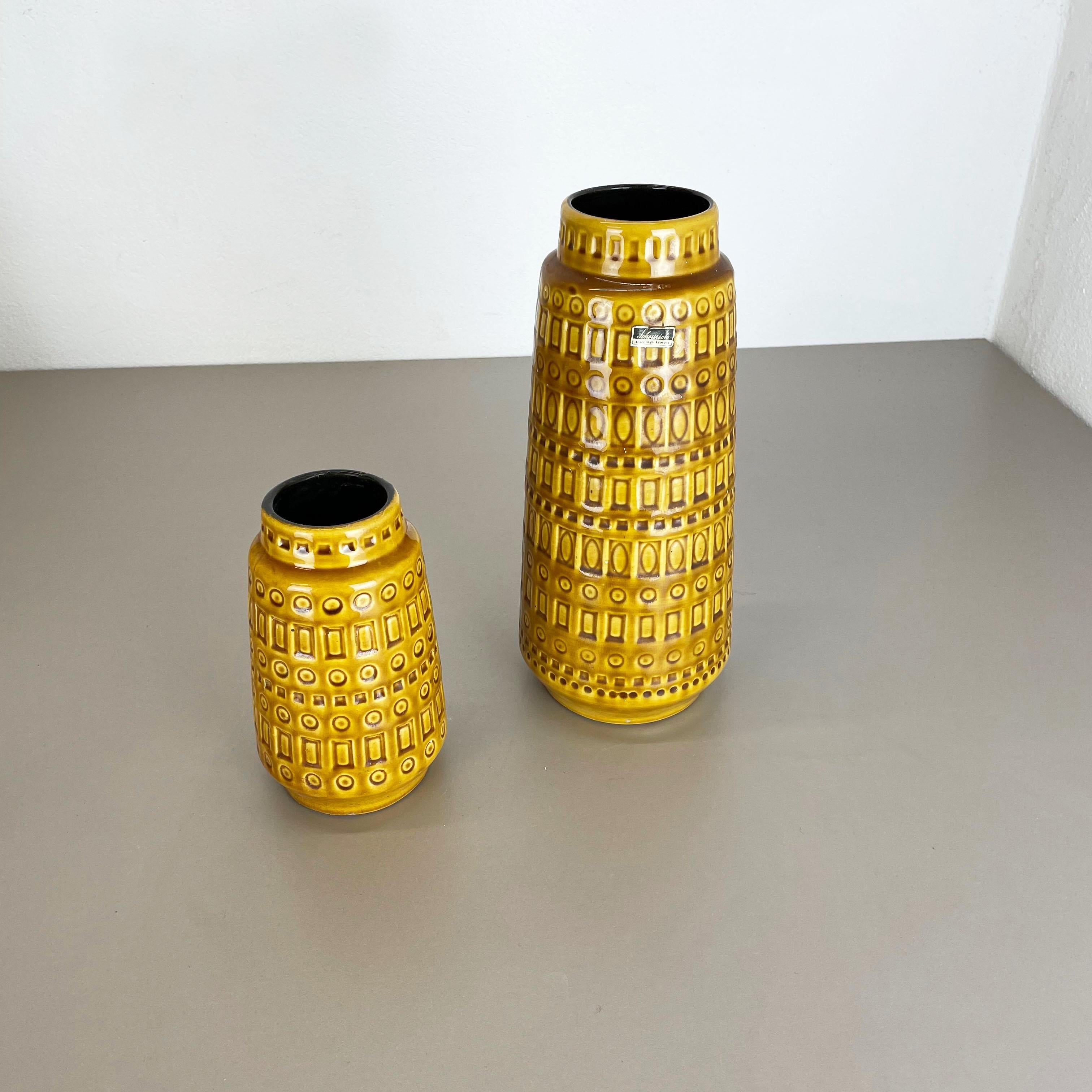 Set of Two Pottery Fat Lava Vases 