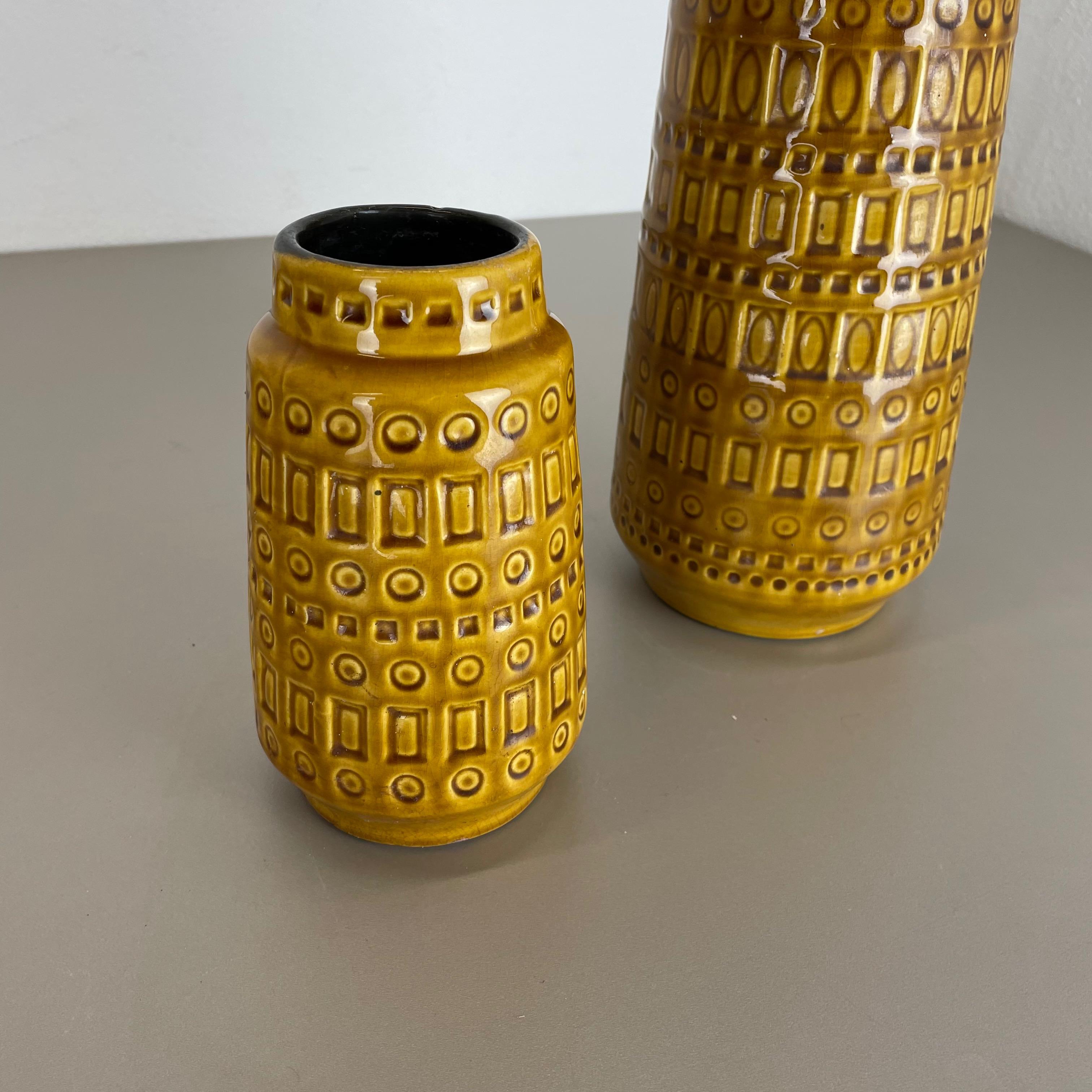 Set of Two Pottery Fat Lava Vases 