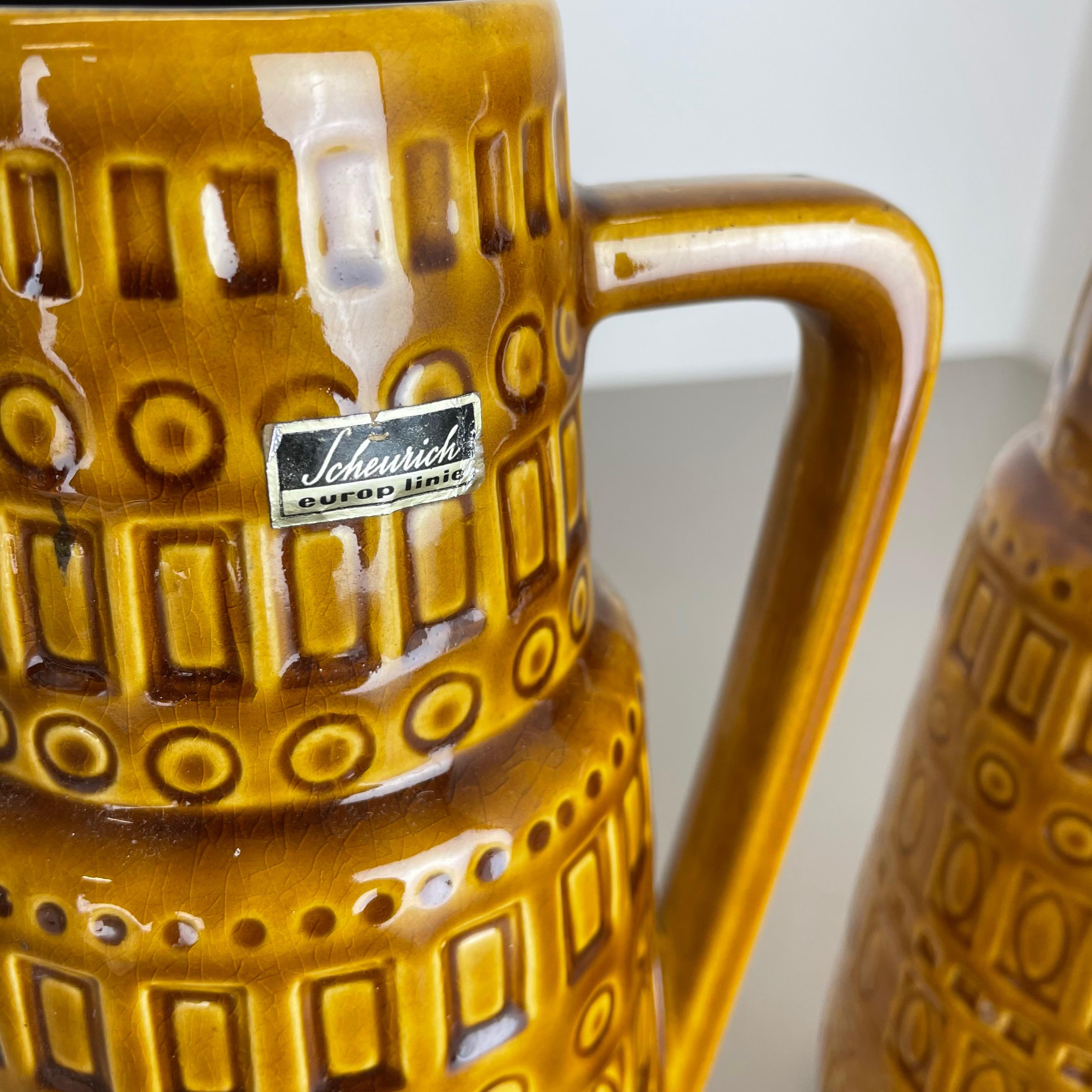 Ensemble de deux vases en poterie lave grasse « motif deochre » de Scheurich, Allemagne, années 1970 en vente 2