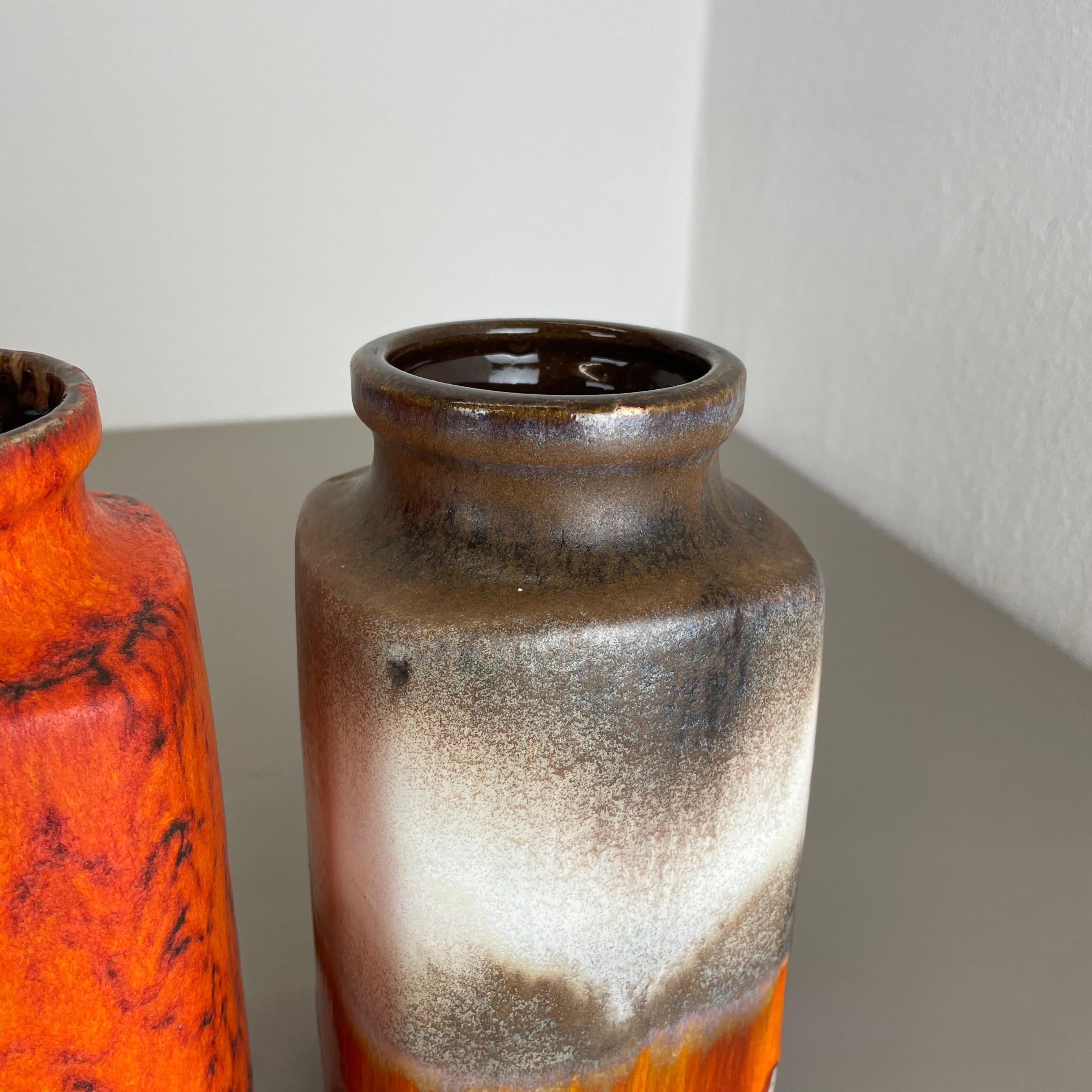 Set of Two Pottery Fat Lava Vases 