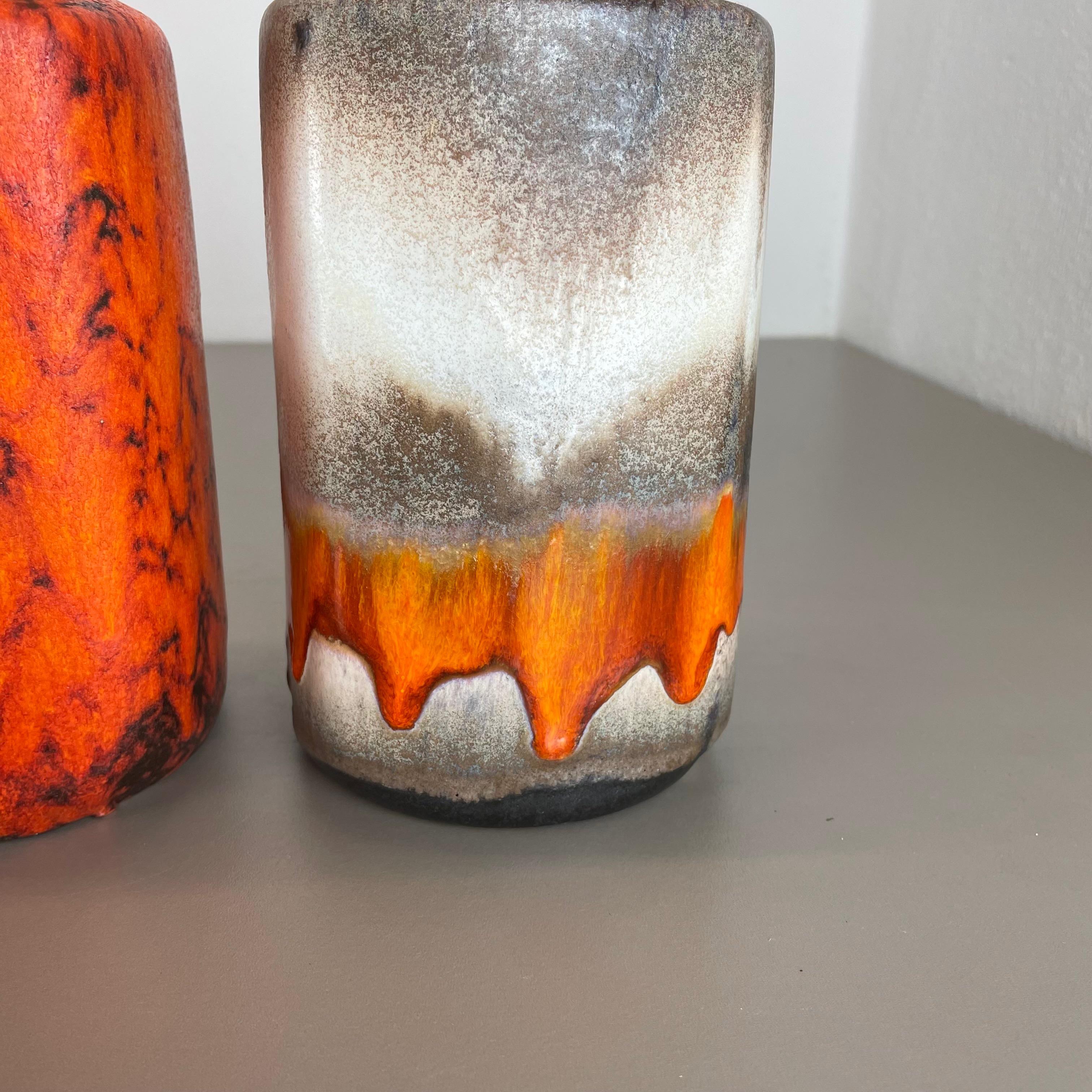 Set of Two Pottery Fat Lava Vases 