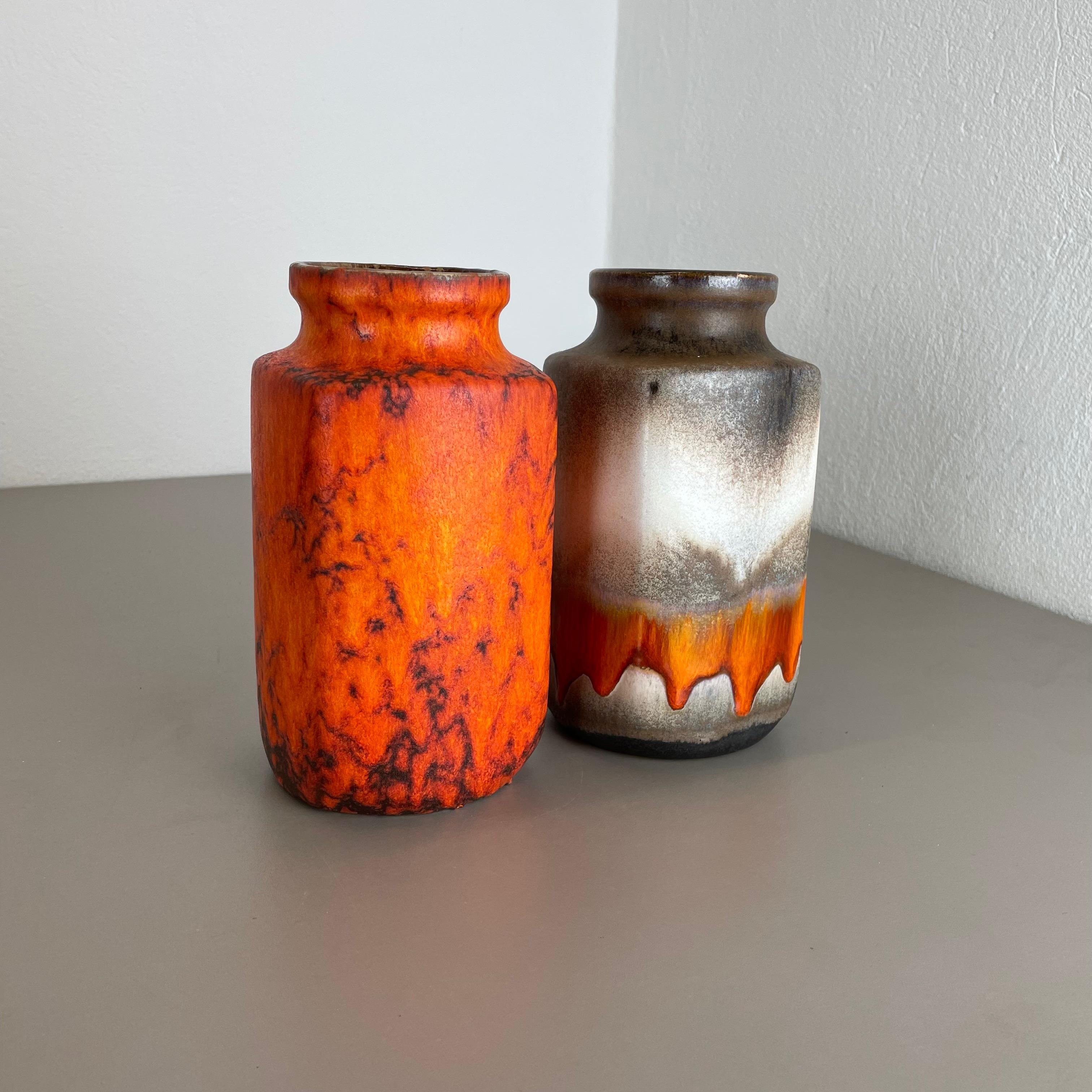 Mid-Century Modern Set of Two Pottery Fat Lava Vases 