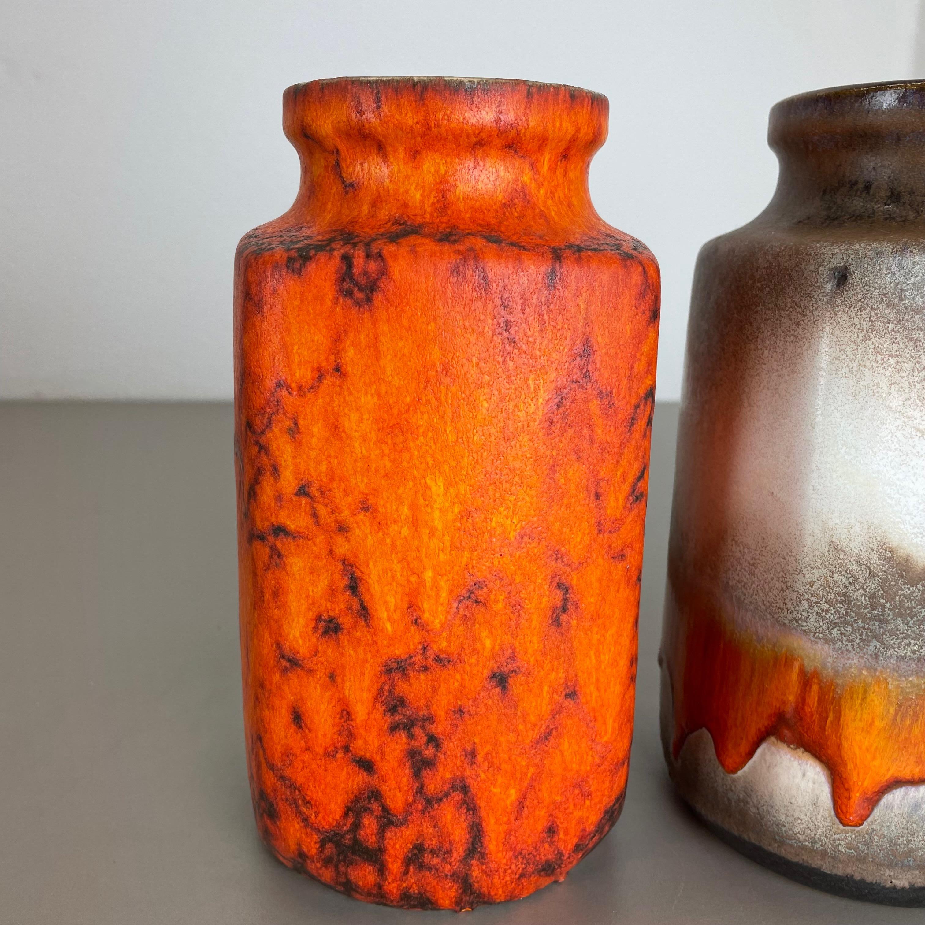 Set of Two Pottery Fat Lava Vases 