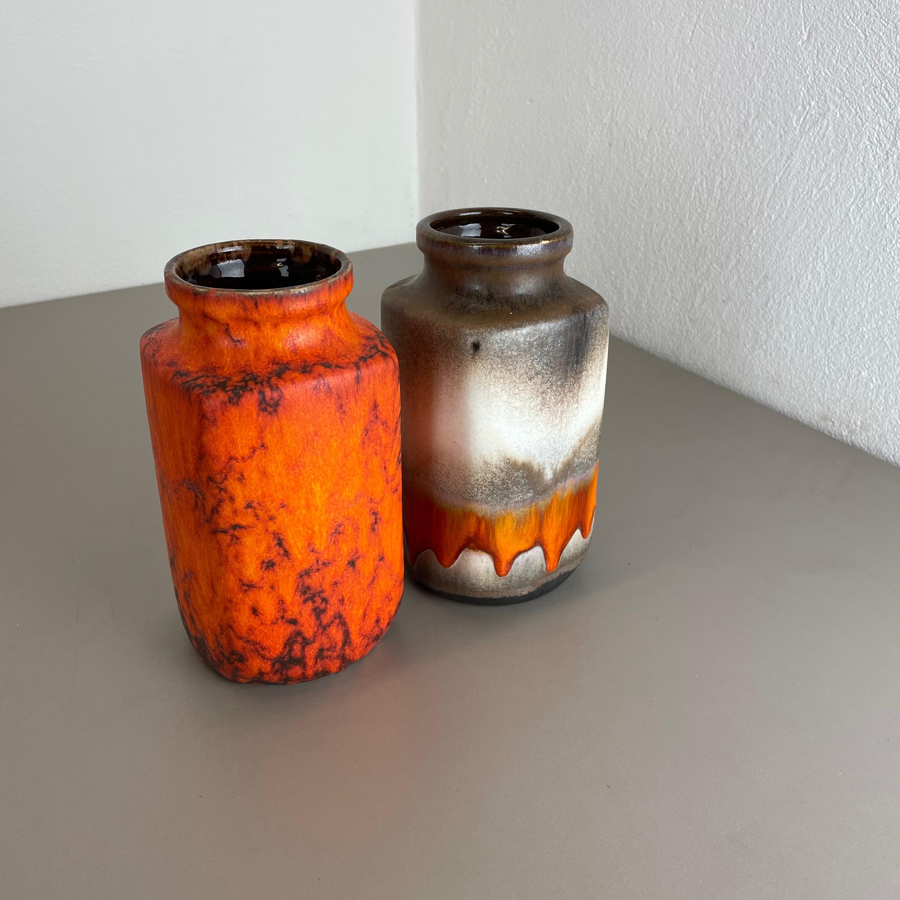 20th Century Set of Two Pottery Fat Lava Vases 