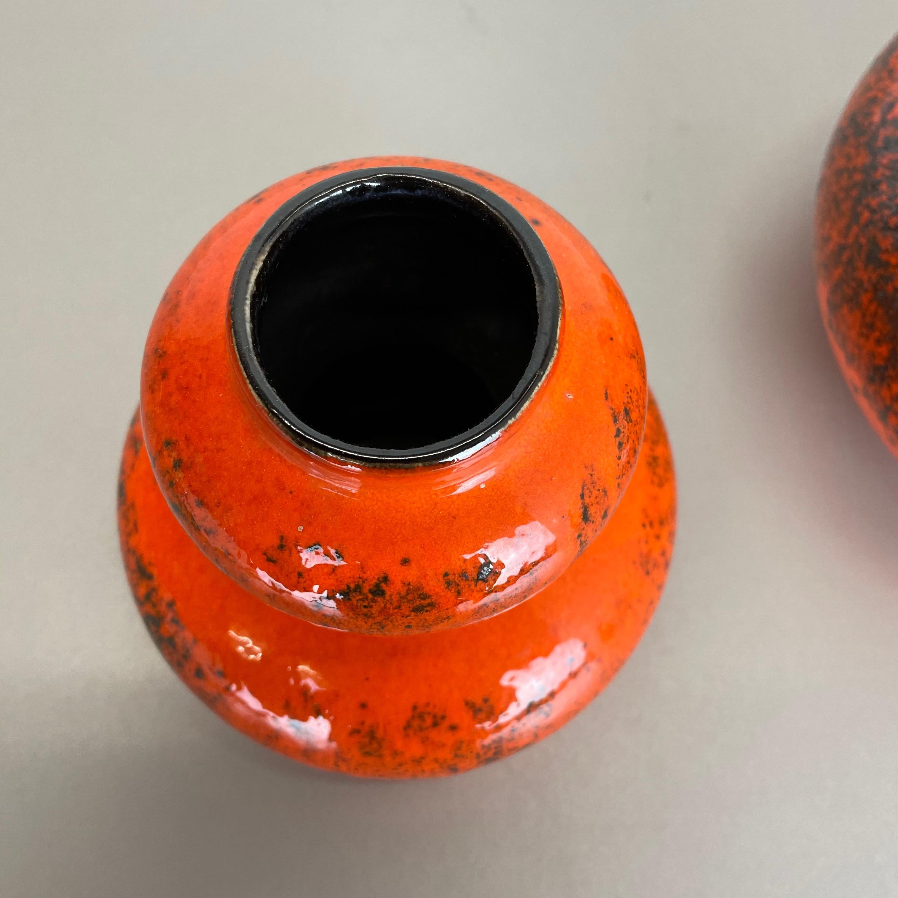 Set of Two Pottery Fat Lava Vases 