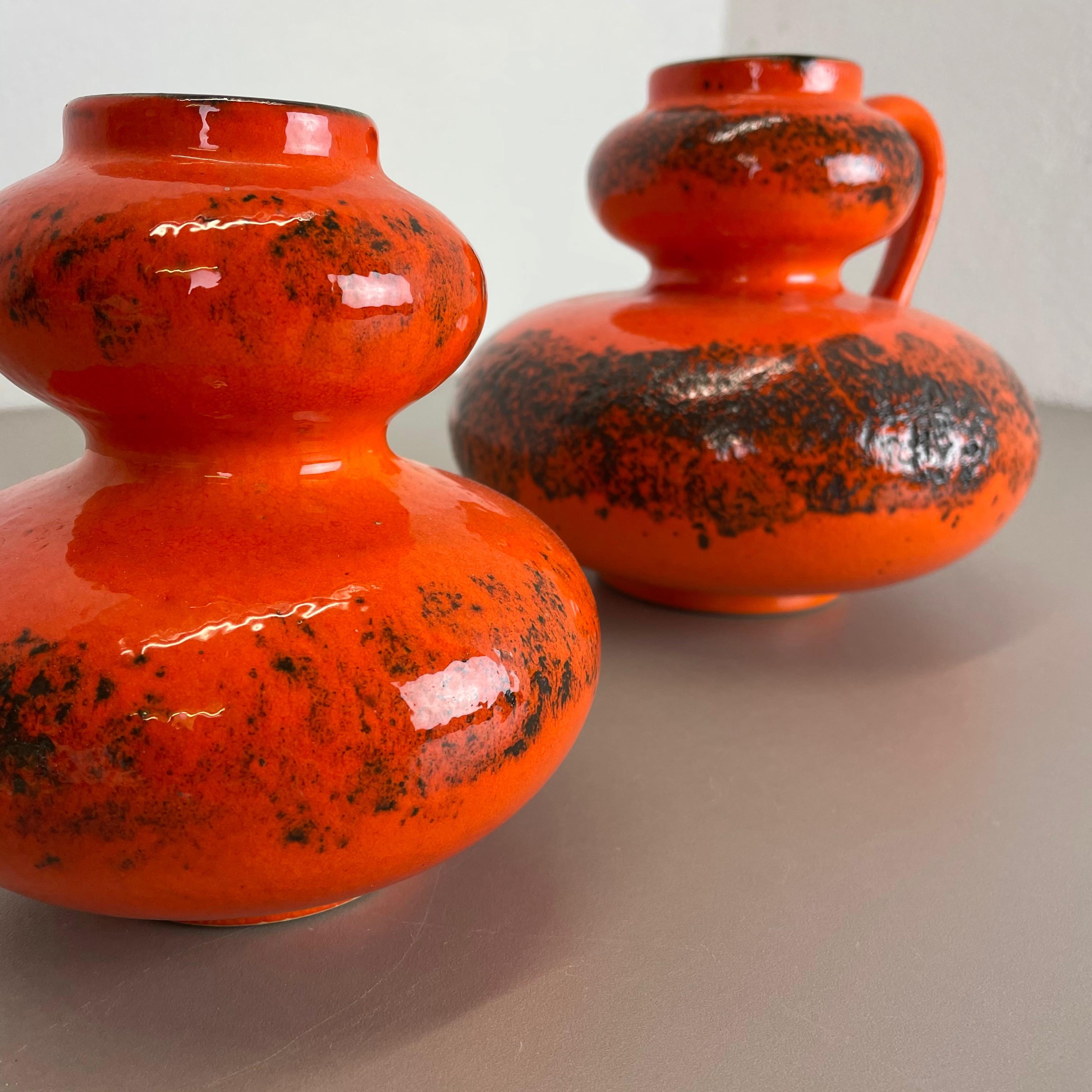 Set of Two Pottery Fat Lava Vases 