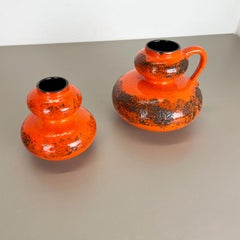 Set of Two Pottery Fat Lava Vases "Orange" Made by Spara Ceramic, Germany 1970s