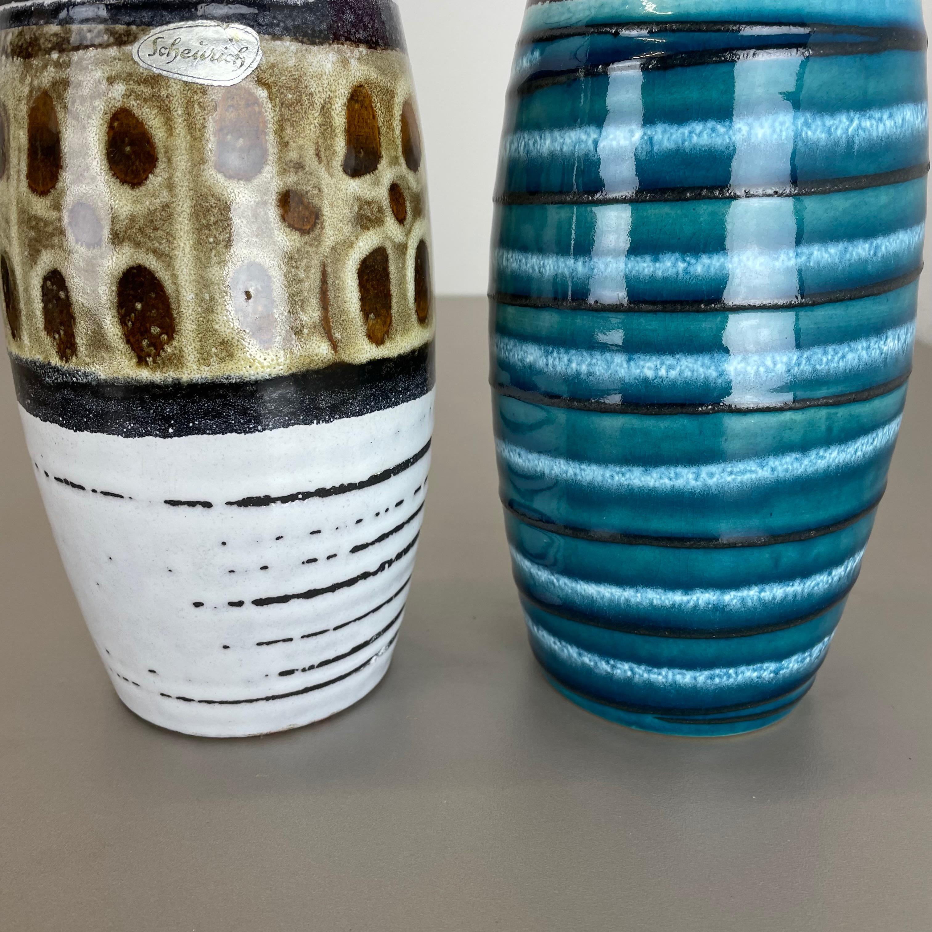 Set of Two Pottery Fat Lava Vases 