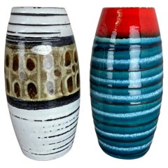 Set of Two Pottery Fat Lava Vases "Pop Art" by Scheurich, Germany, 1950s