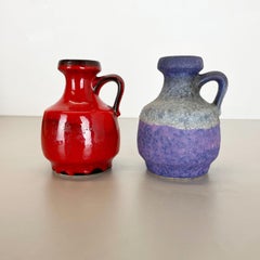 Set of Two Pottery Fat Lava Vases "Purple-Red" by Jopeko, Germany, 1970s