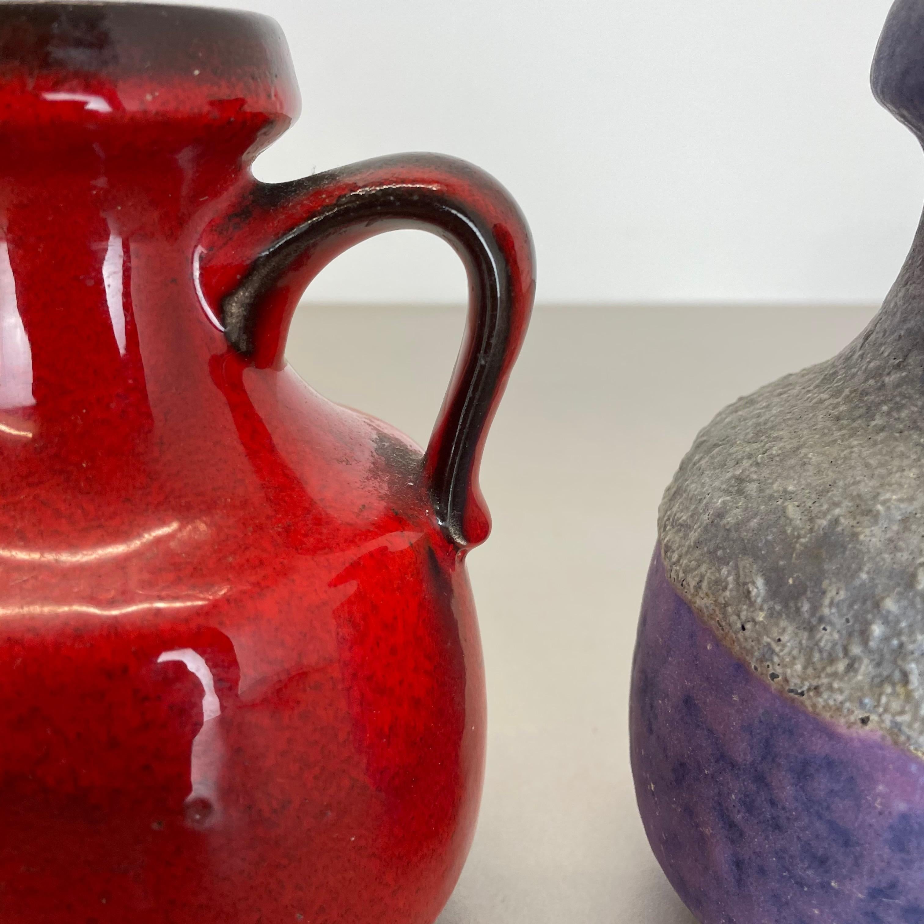 Set von zwei flachen Lava-Vasen aus Keramik „Purple-Red“ von Jopeko, Deutschland, 1970er Jahre im Angebot 4