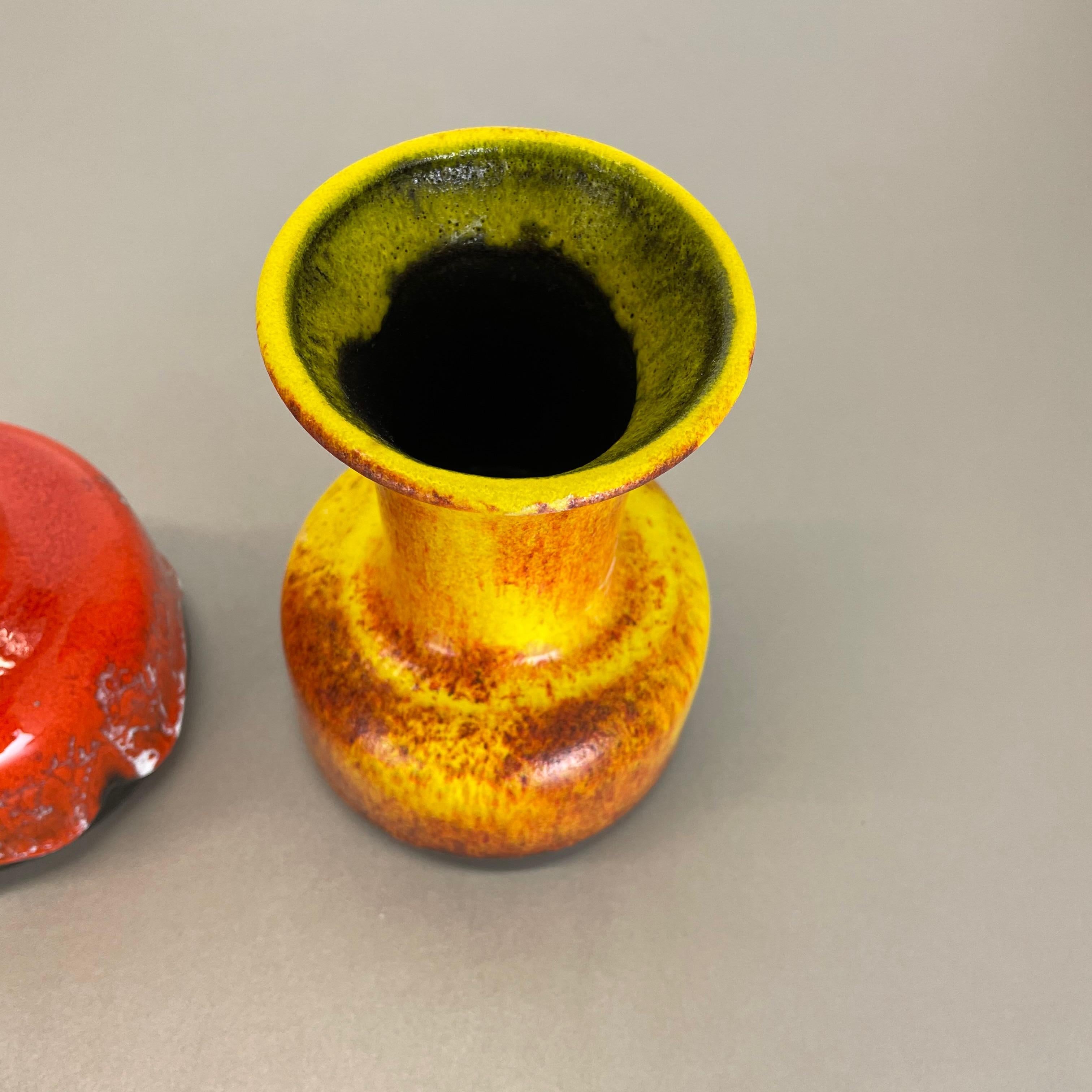 Ensemble de deux vases en poterie de lave grasse « jaune-rouge » de Jasba, Allemagne, années 1970 en vente 4