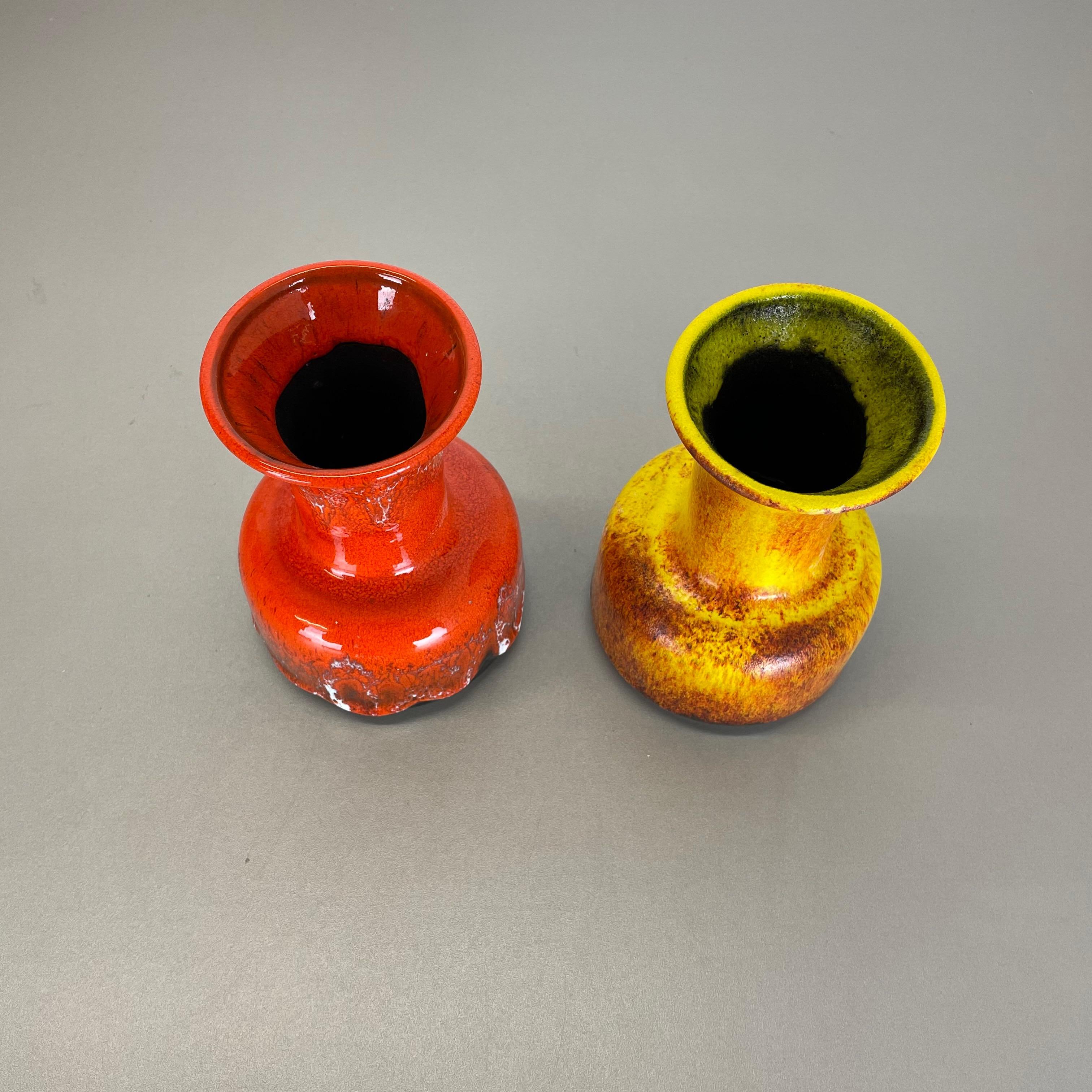 Ensemble de deux vases en poterie de lave grasse « jaune-rouge » de Jasba, Allemagne, années 1970 en vente 5