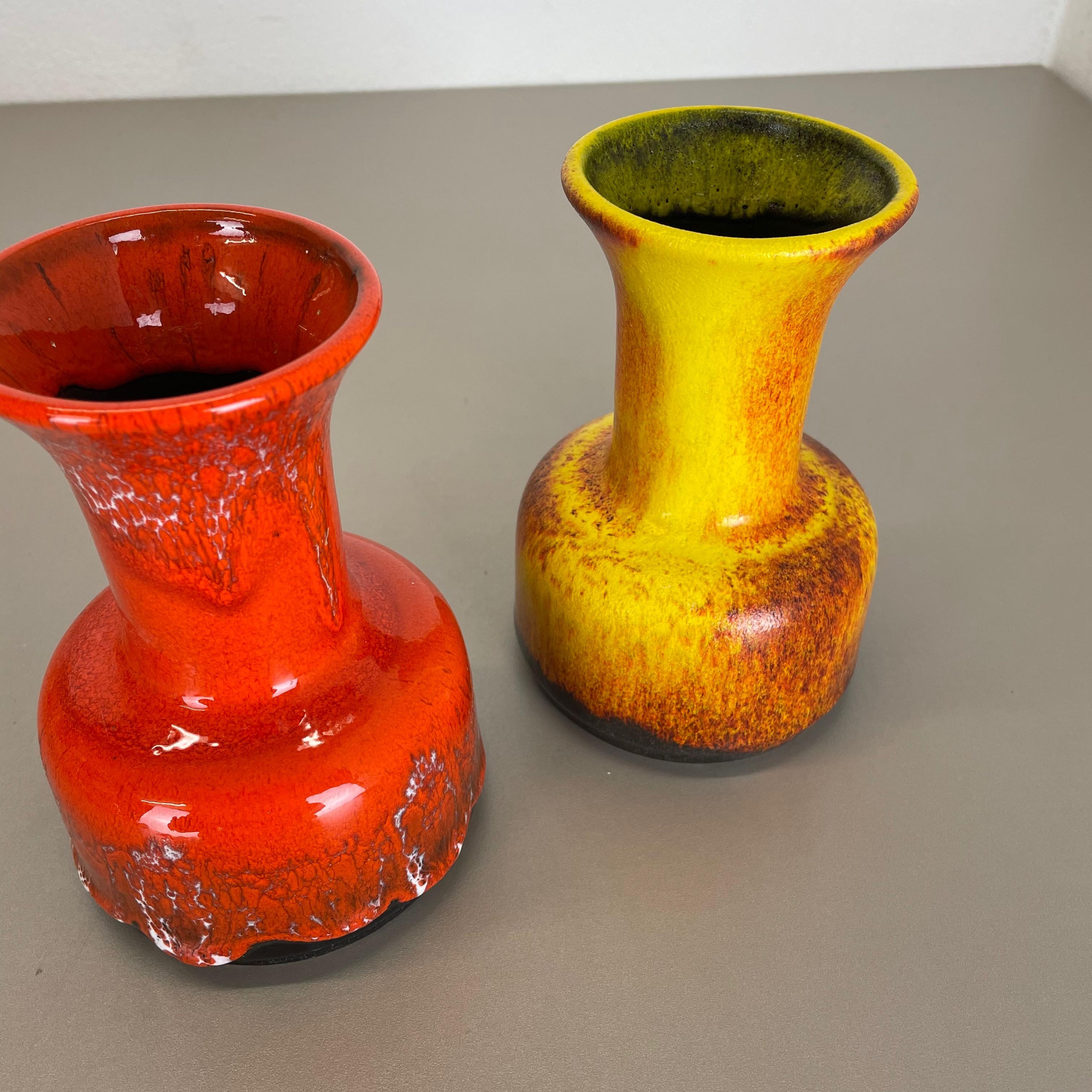Ensemble de deux vases en poterie de lave grasse « jaune-rouge » de Jasba, Allemagne, années 1970 en vente 8