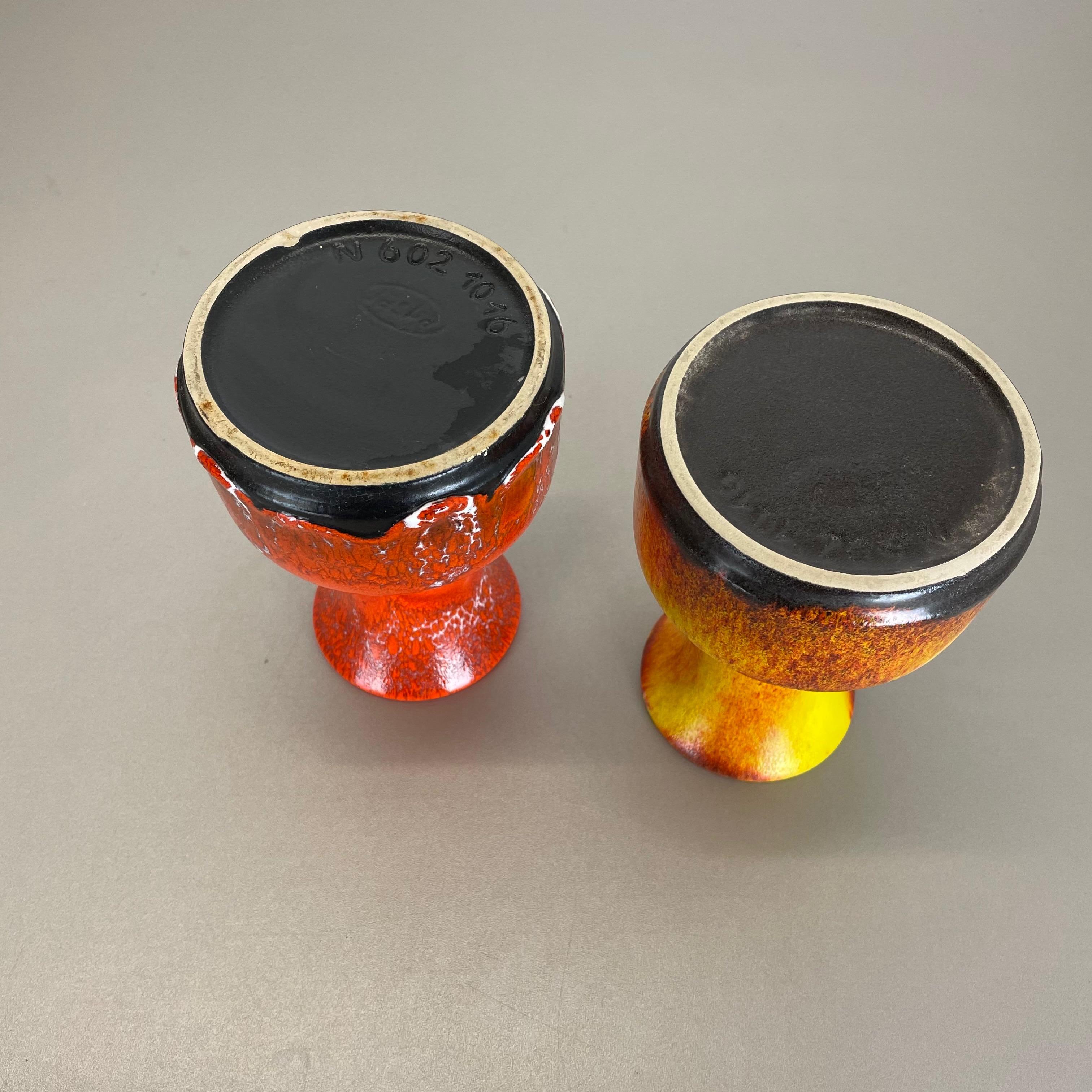 Ensemble de deux vases en poterie de lave grasse « jaune-rouge » de Jasba, Allemagne, années 1970 en vente 9